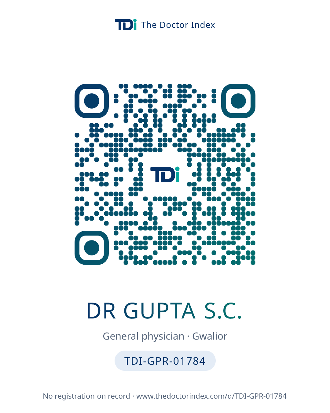 QR card for Dr Gupta S.C., TDI-GPR-01784