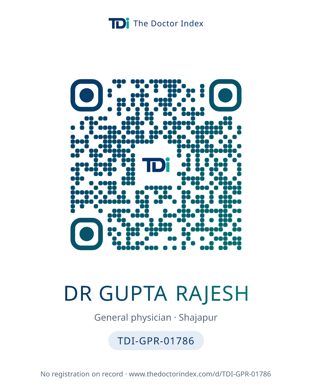 QR card for Dr Gupta Rajesh, TDI-GPR-01786