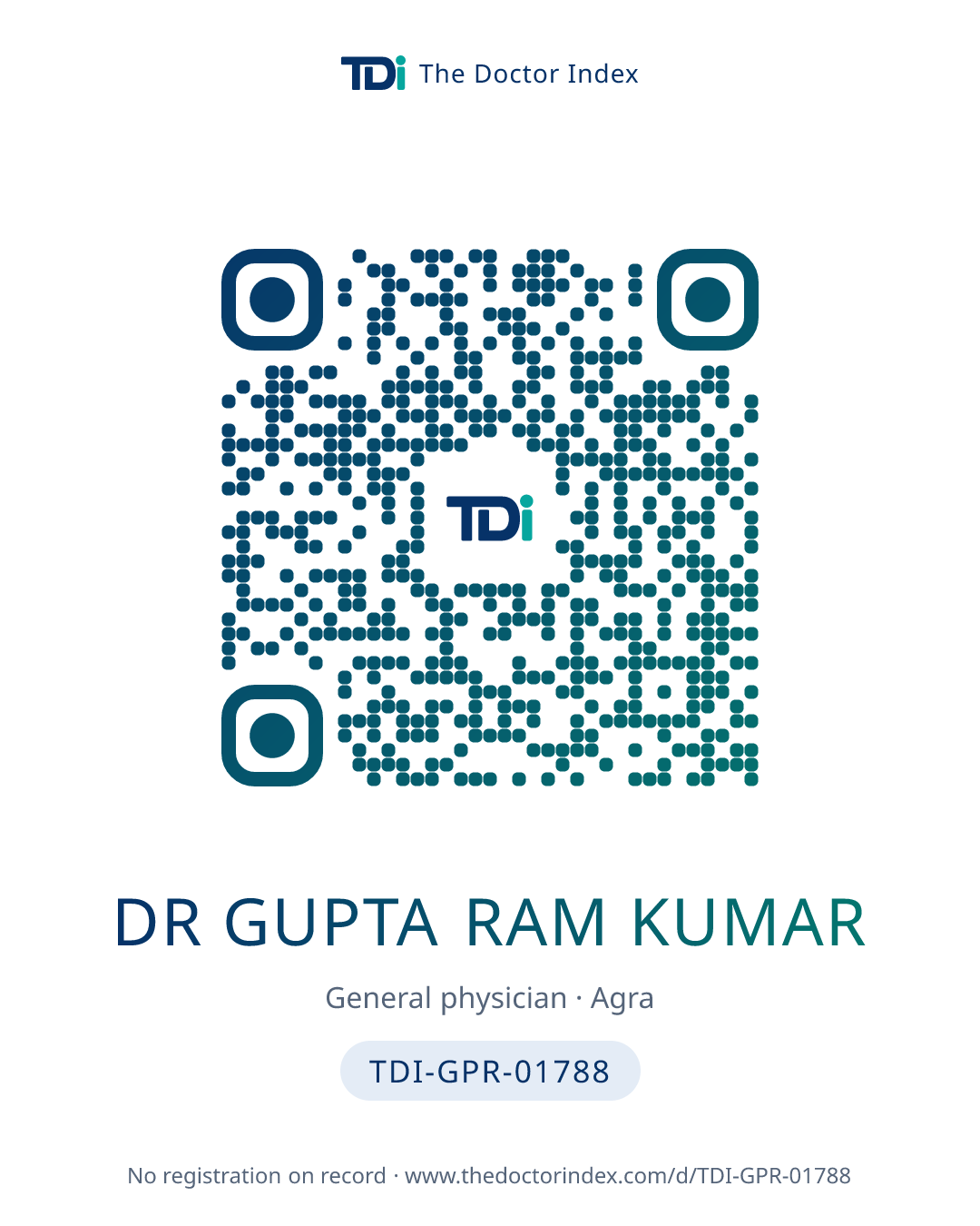 QR card for Dr Gupta Ram Kumar, TDI-GPR-01788