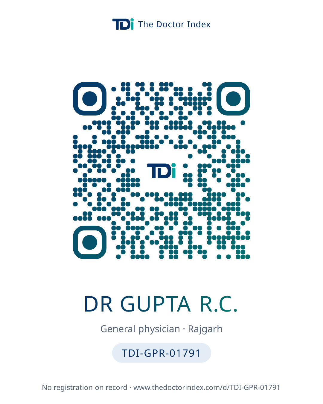 QR card for Dr Gupta R.C., TDI-GPR-01791