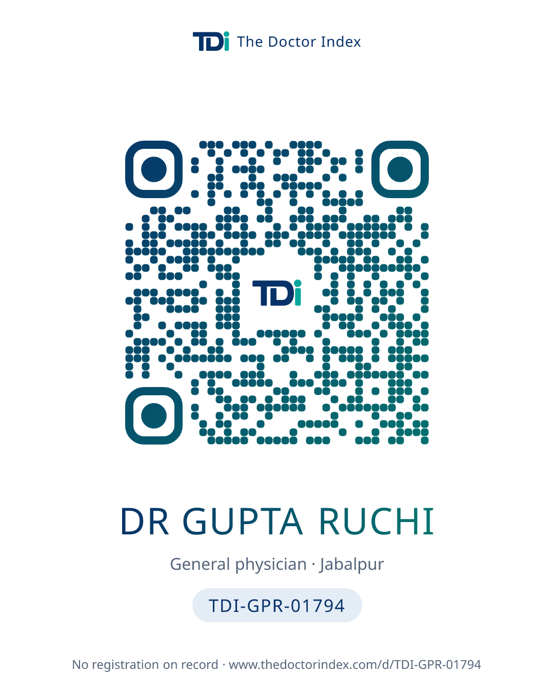 QR card for Dr Gupta Ruchi, TDI-GPR-01794