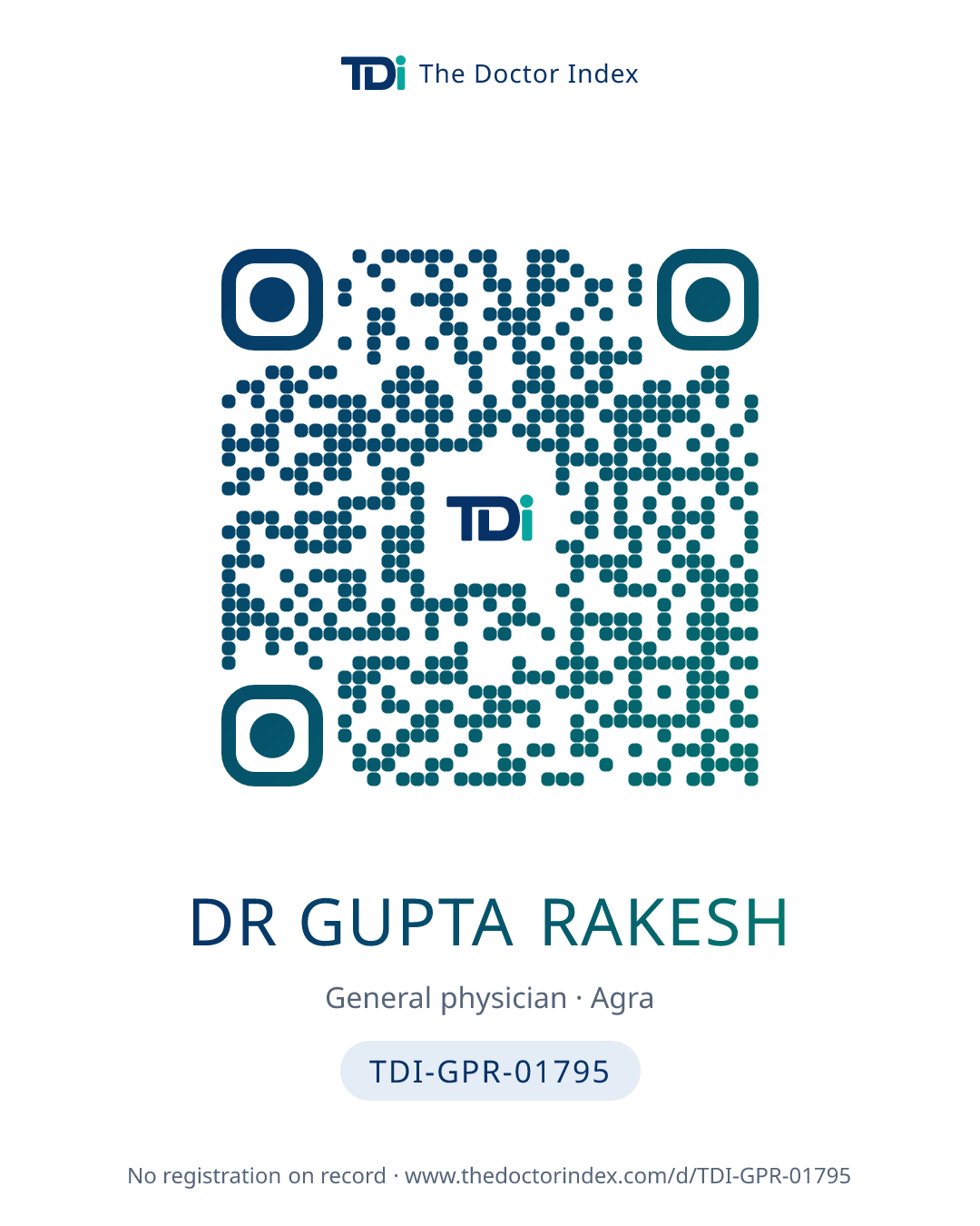 QR card for Dr Gupta Rakesh, TDI-GPR-01795