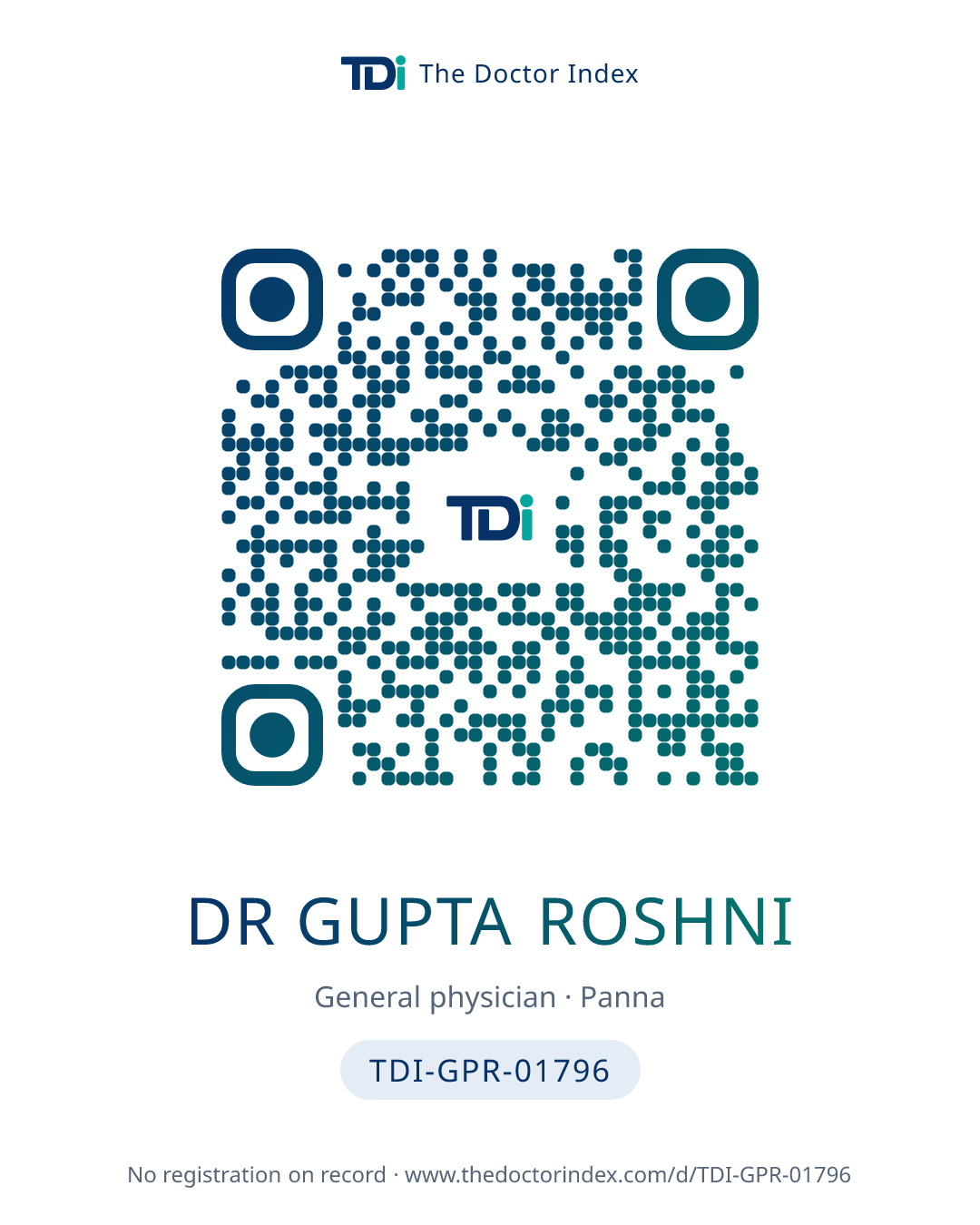 QR card for Dr Gupta Roshni, TDI-GPR-01796