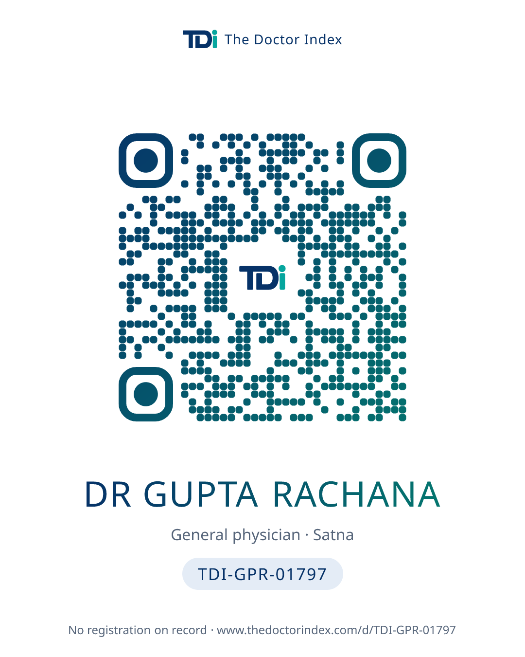 QR card for Dr Gupta Rachana, TDI-GPR-01797