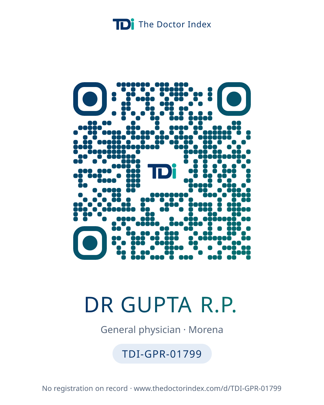QR card for Dr Gupta R.P., TDI-GPR-01799