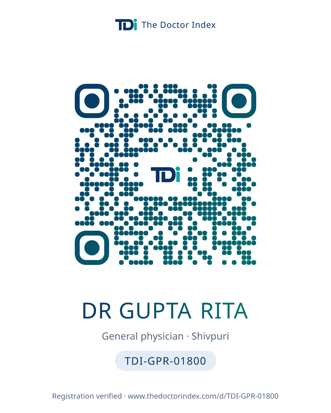 QR card for Dr Gupta Rita, TDI-GPR-01800