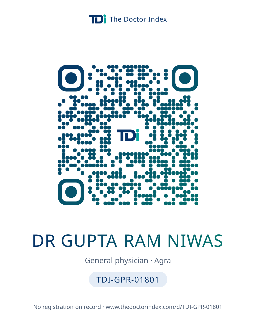 QR card for Dr Gupta Ram Niwas, TDI-GPR-01801