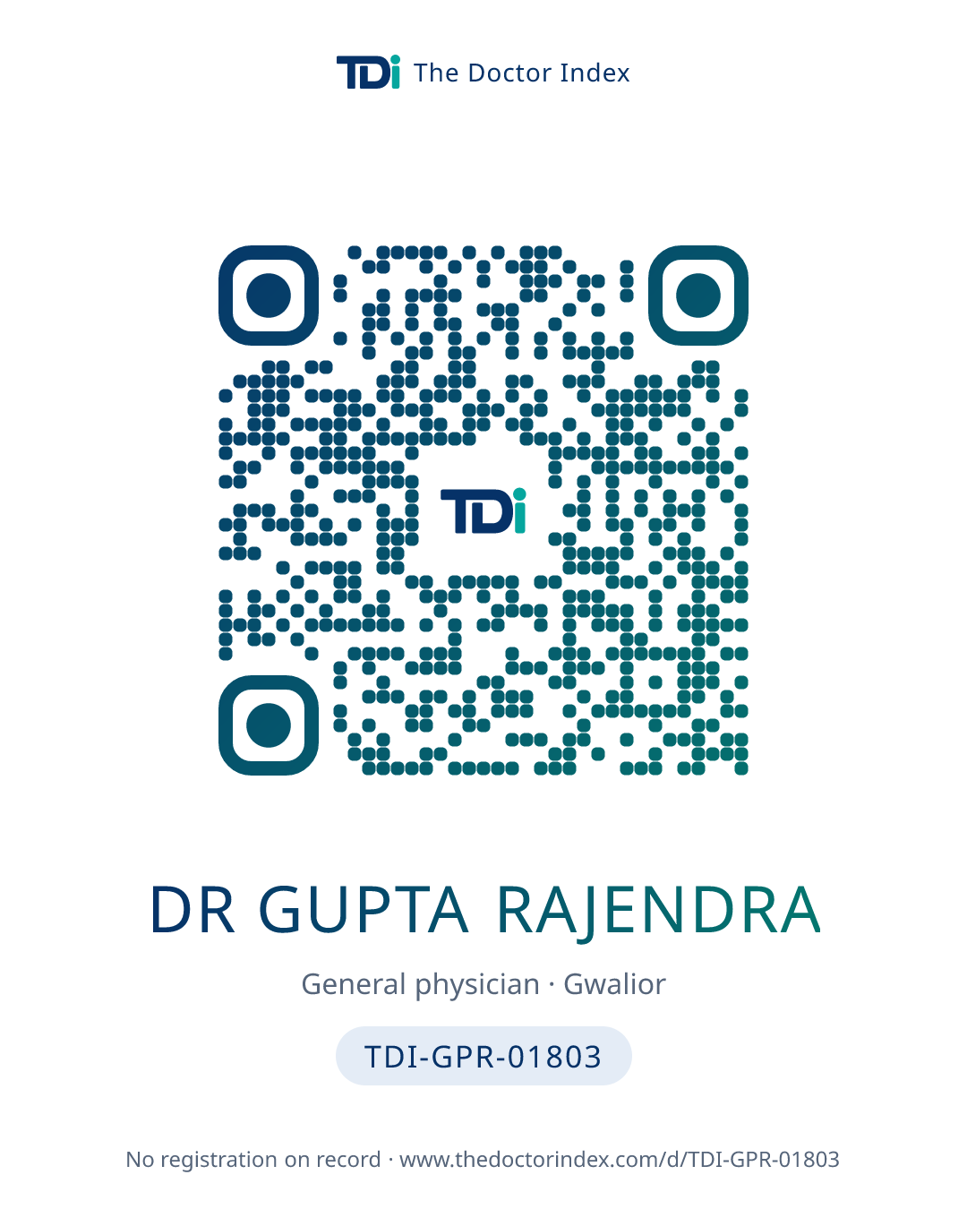 QR card for Dr Gupta Rajendra, TDI-GPR-01803
