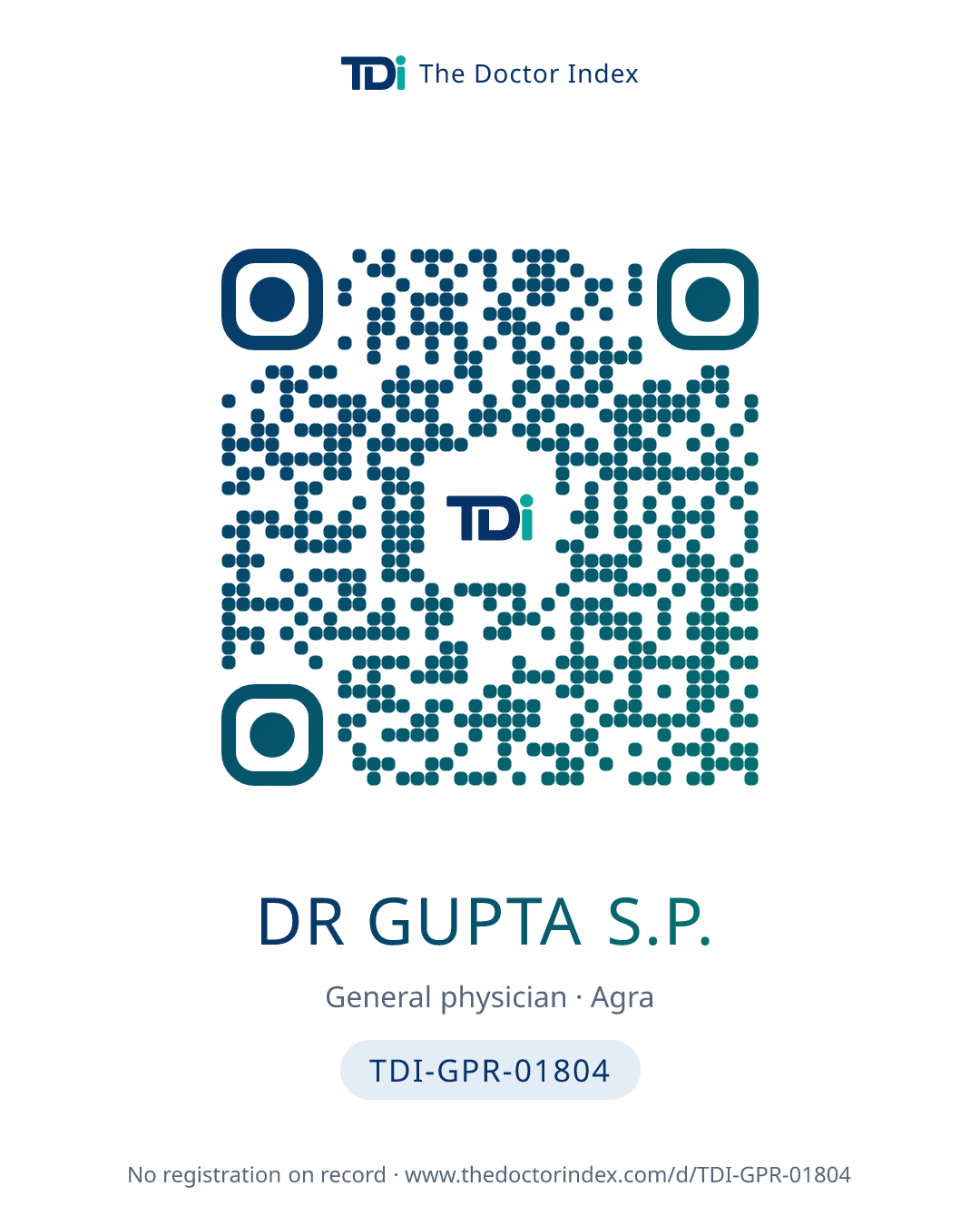 QR card for Dr Gupta S.P., TDI-GPR-01804
