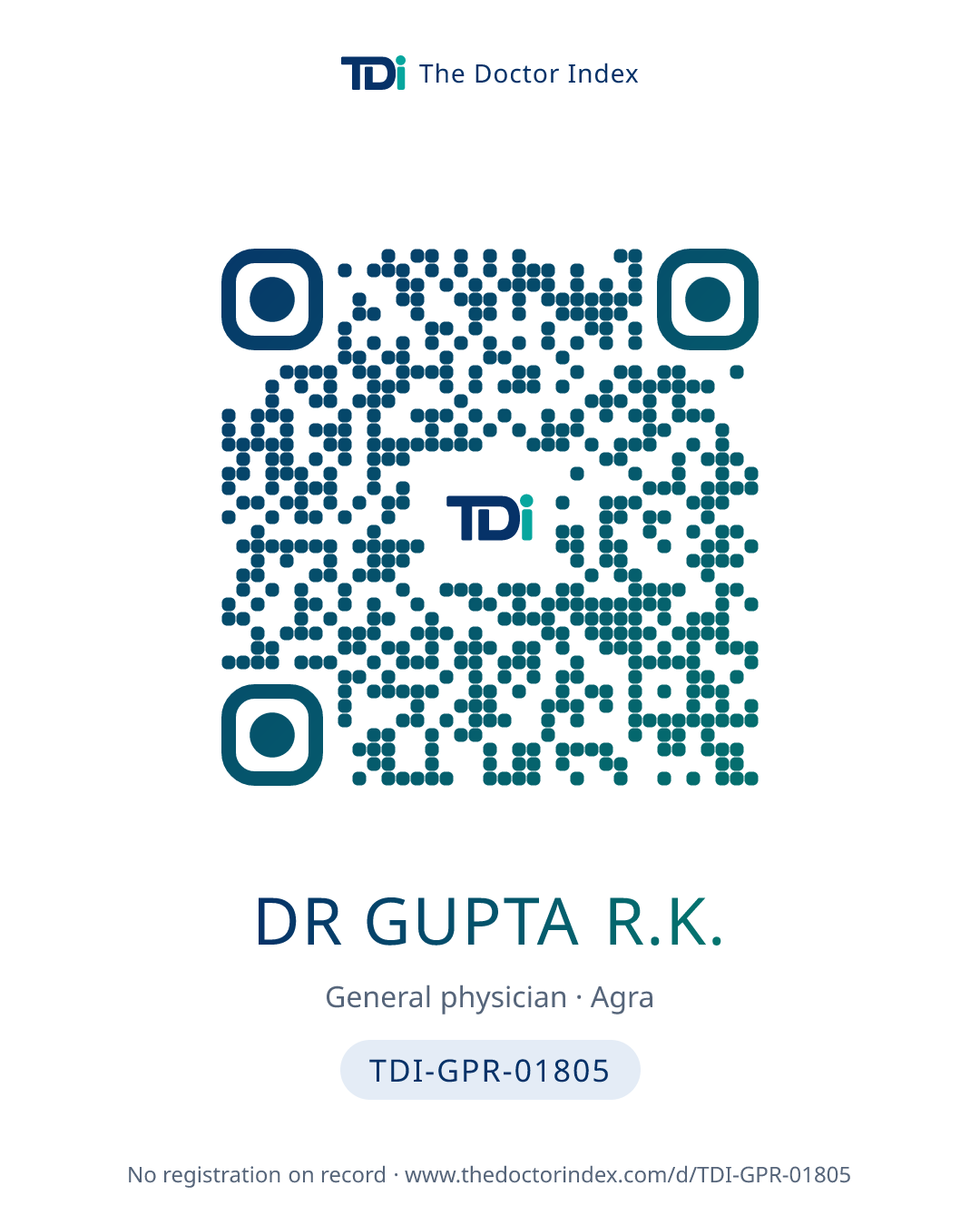 QR card for Dr Gupta R.K., TDI-GPR-01805