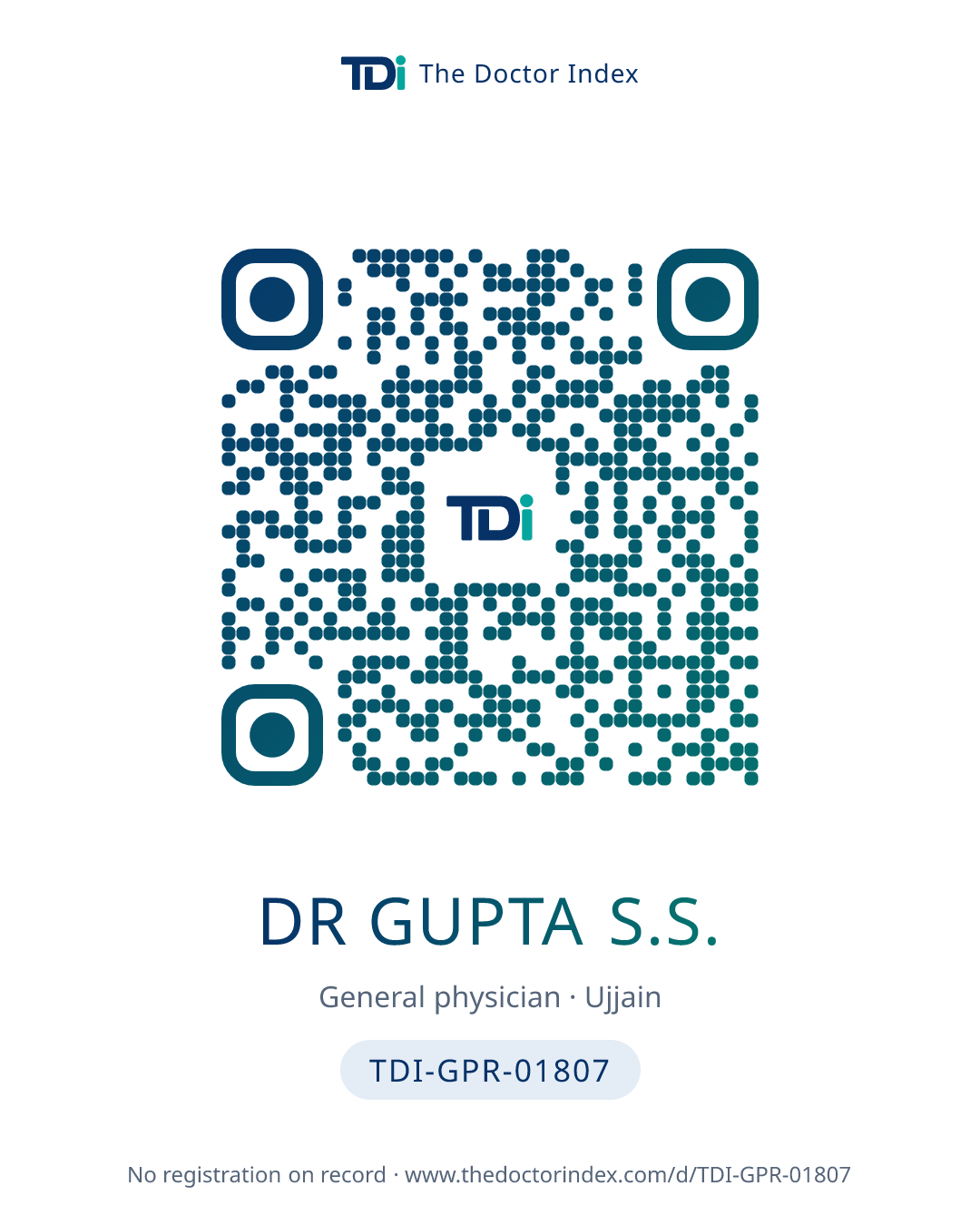QR card for Dr Gupta S.S., TDI-GPR-01807