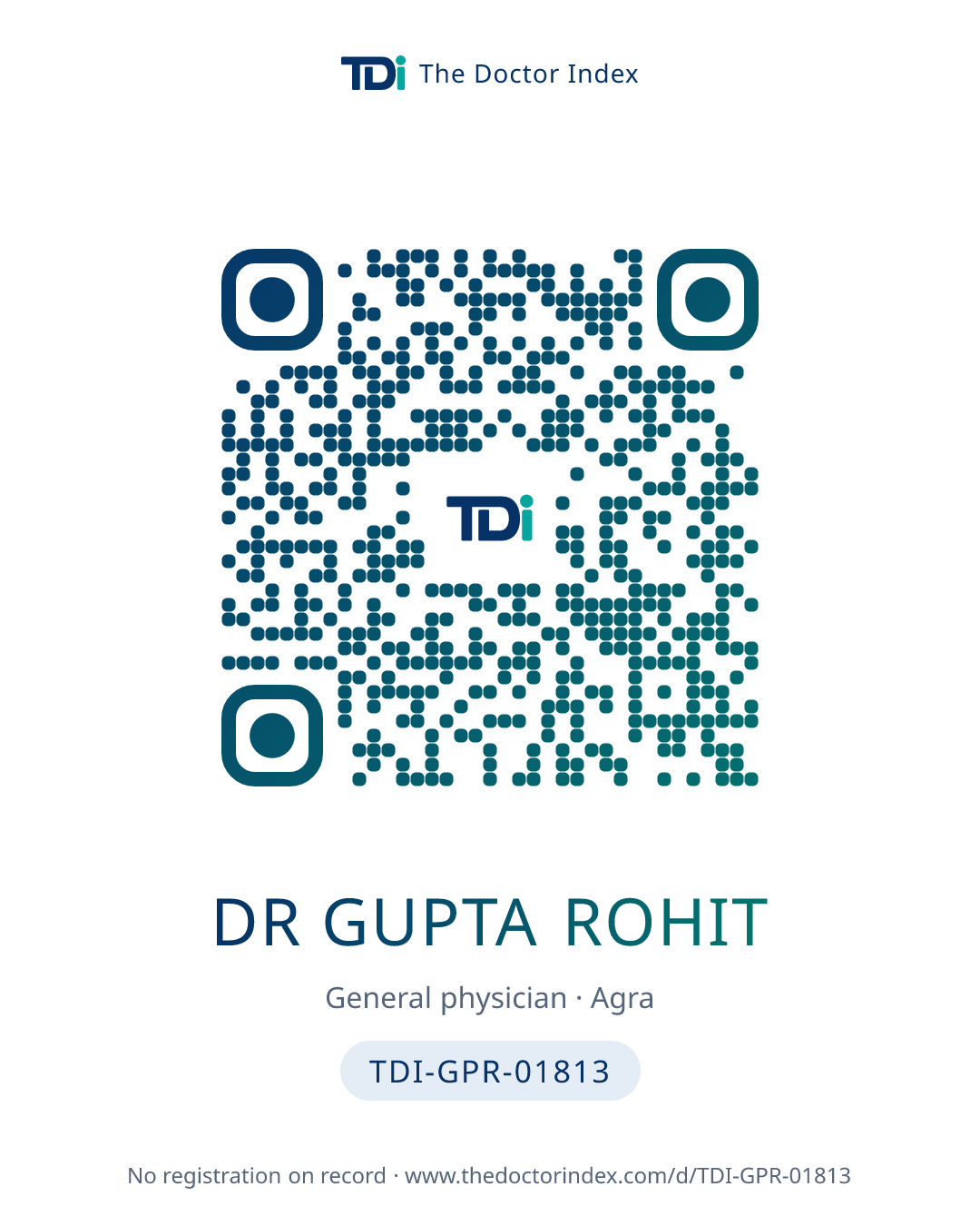 QR card for Dr Gupta Rohit, TDI-GPR-01813