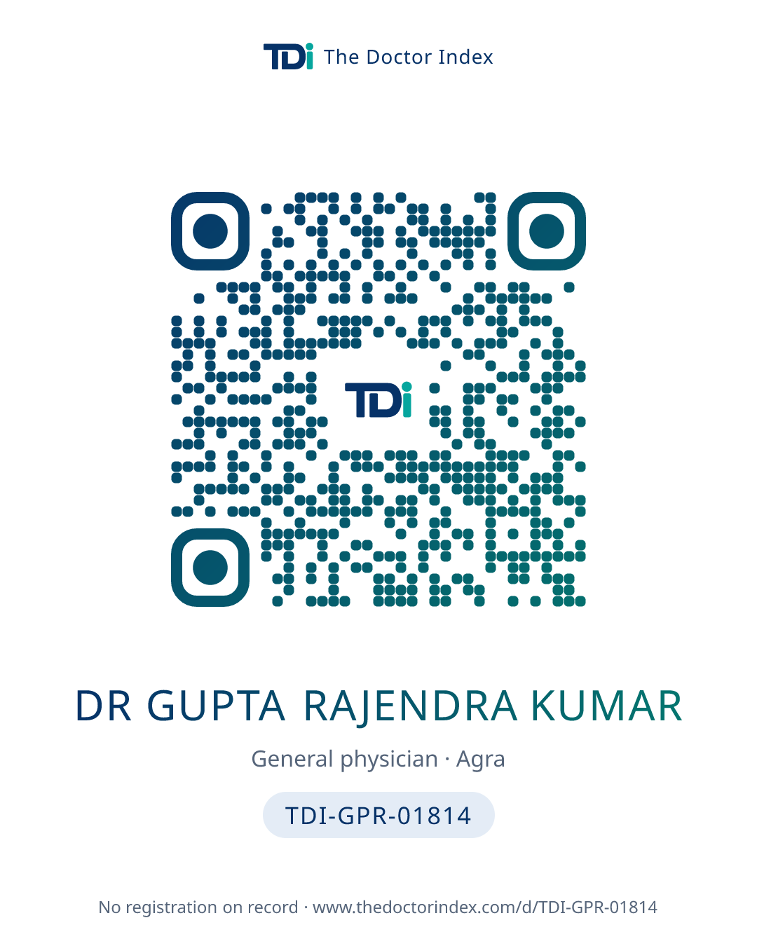 QR card for Dr Gupta Rajendra Kumar, TDI-GPR-01814