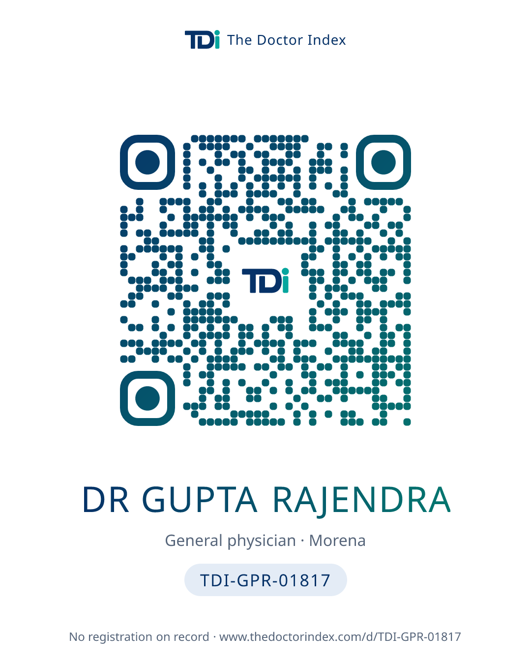 QR card for Dr Gupta Rajendra, TDI-GPR-01817