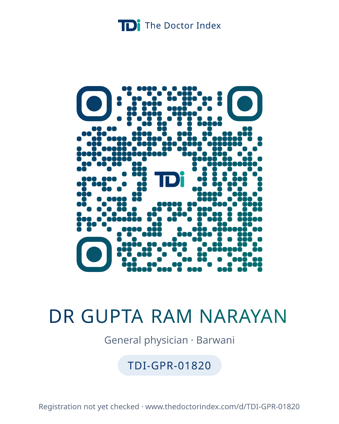 QR card for Dr Gupta Ram Narayan, TDI-GPR-01820