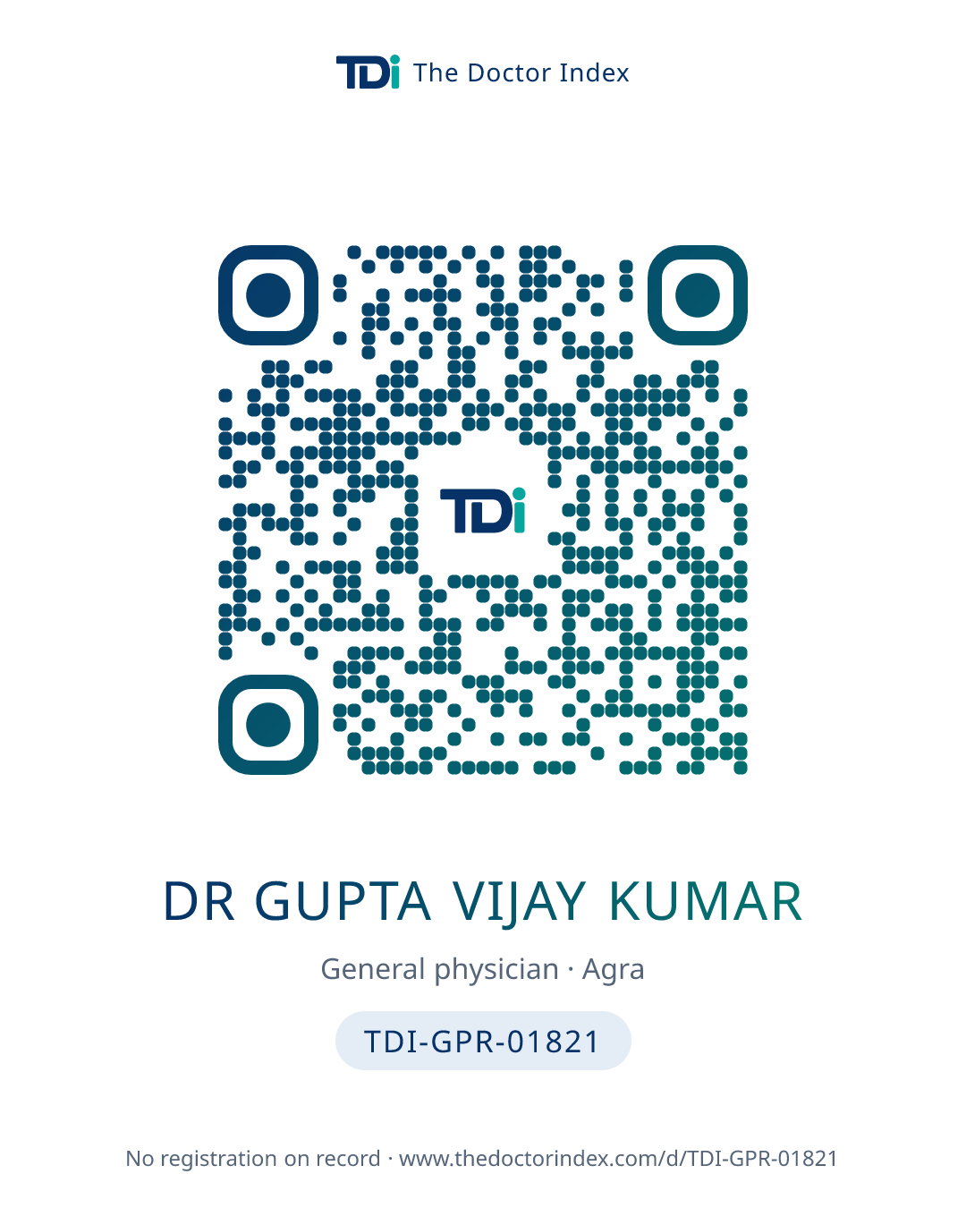 QR card for Dr Gupta Vijay Kumar, TDI-GPR-01821