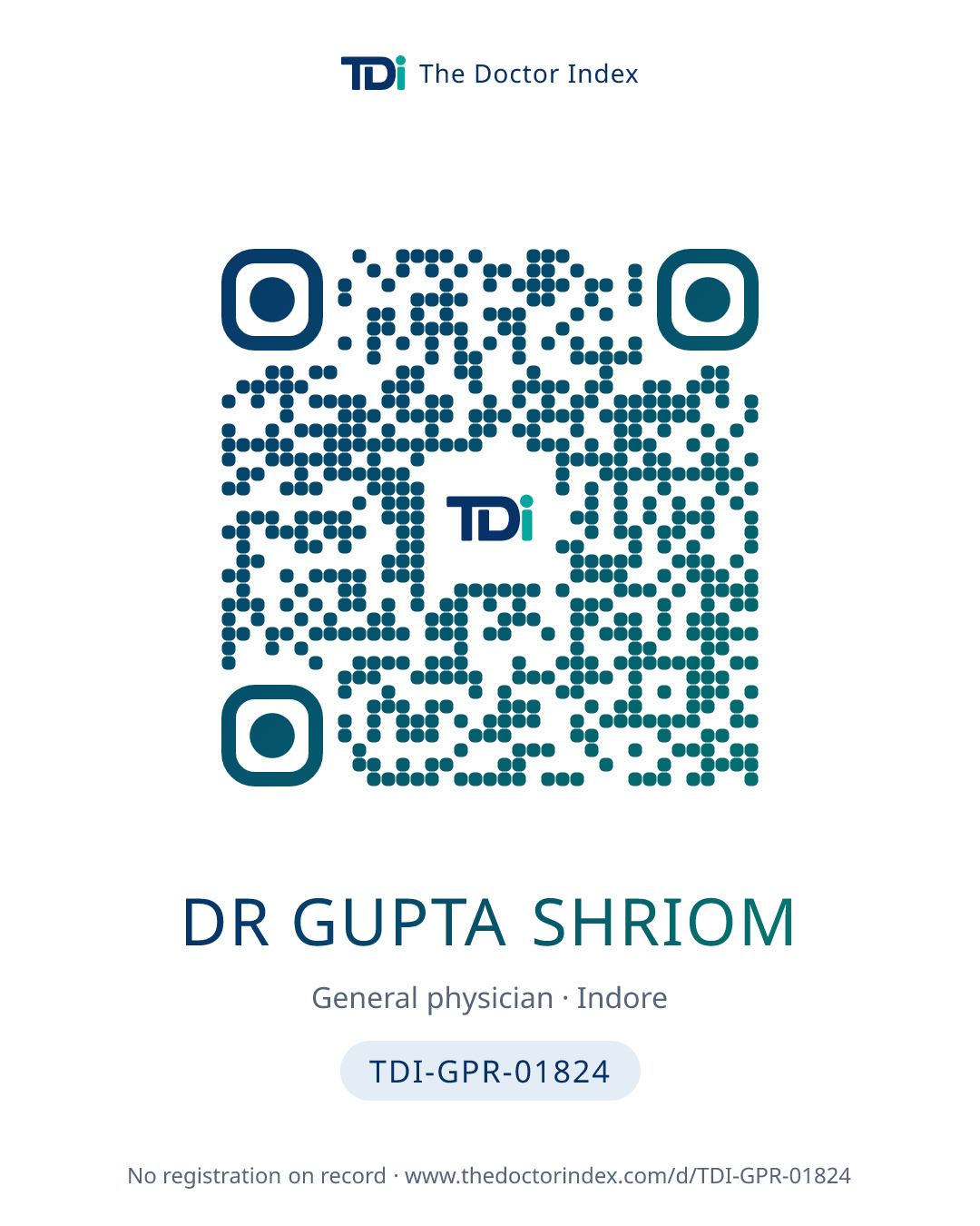 QR card for Dr Gupta Shriom, TDI-GPR-01824