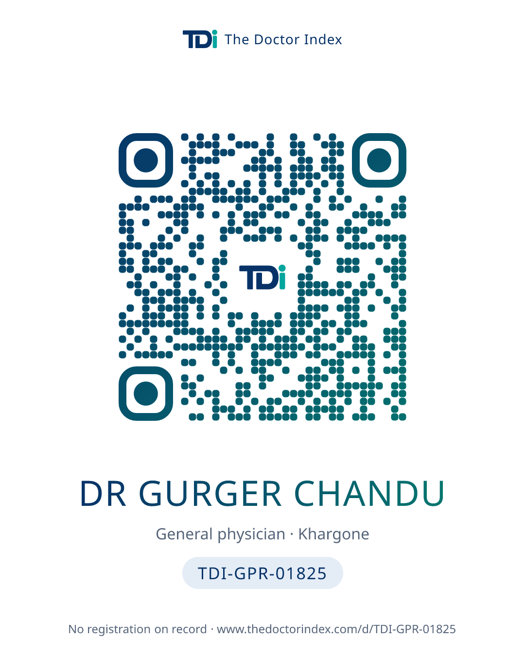 QR card for Dr Gurger Chandu, TDI-GPR-01825