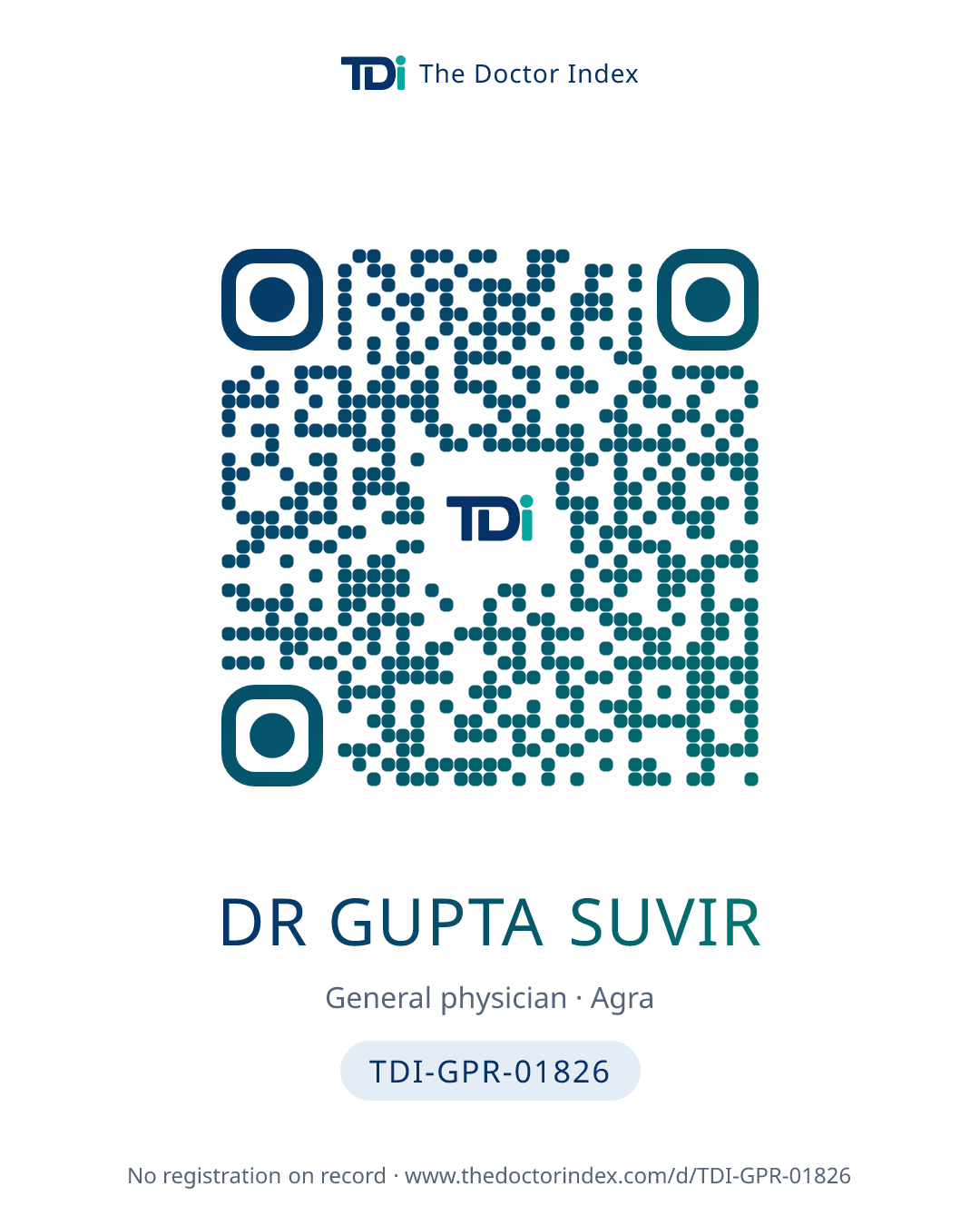 QR card for Dr Gupta Suvir, TDI-GPR-01826
