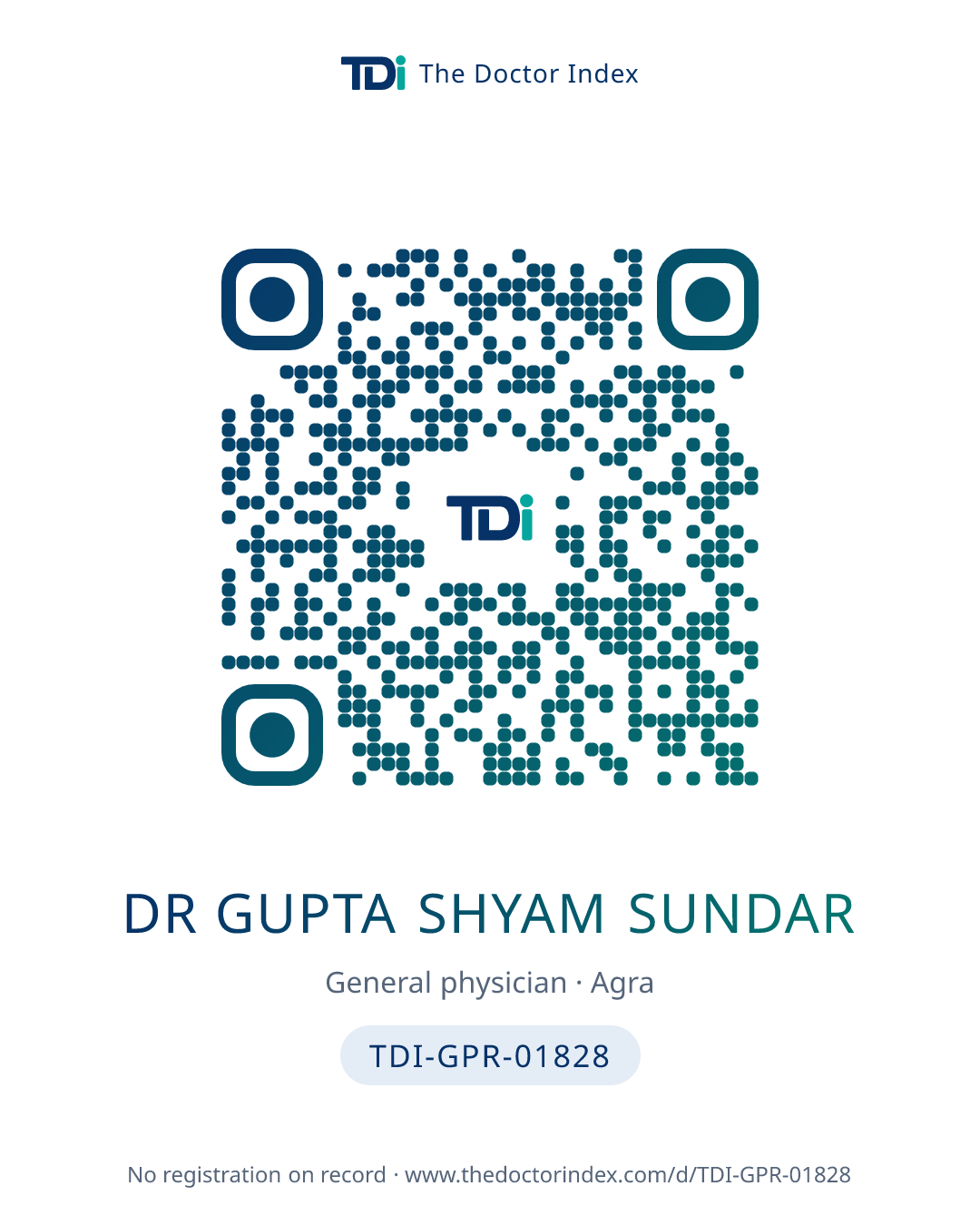 QR card for Dr Gupta Shyam Sundar, TDI-GPR-01828