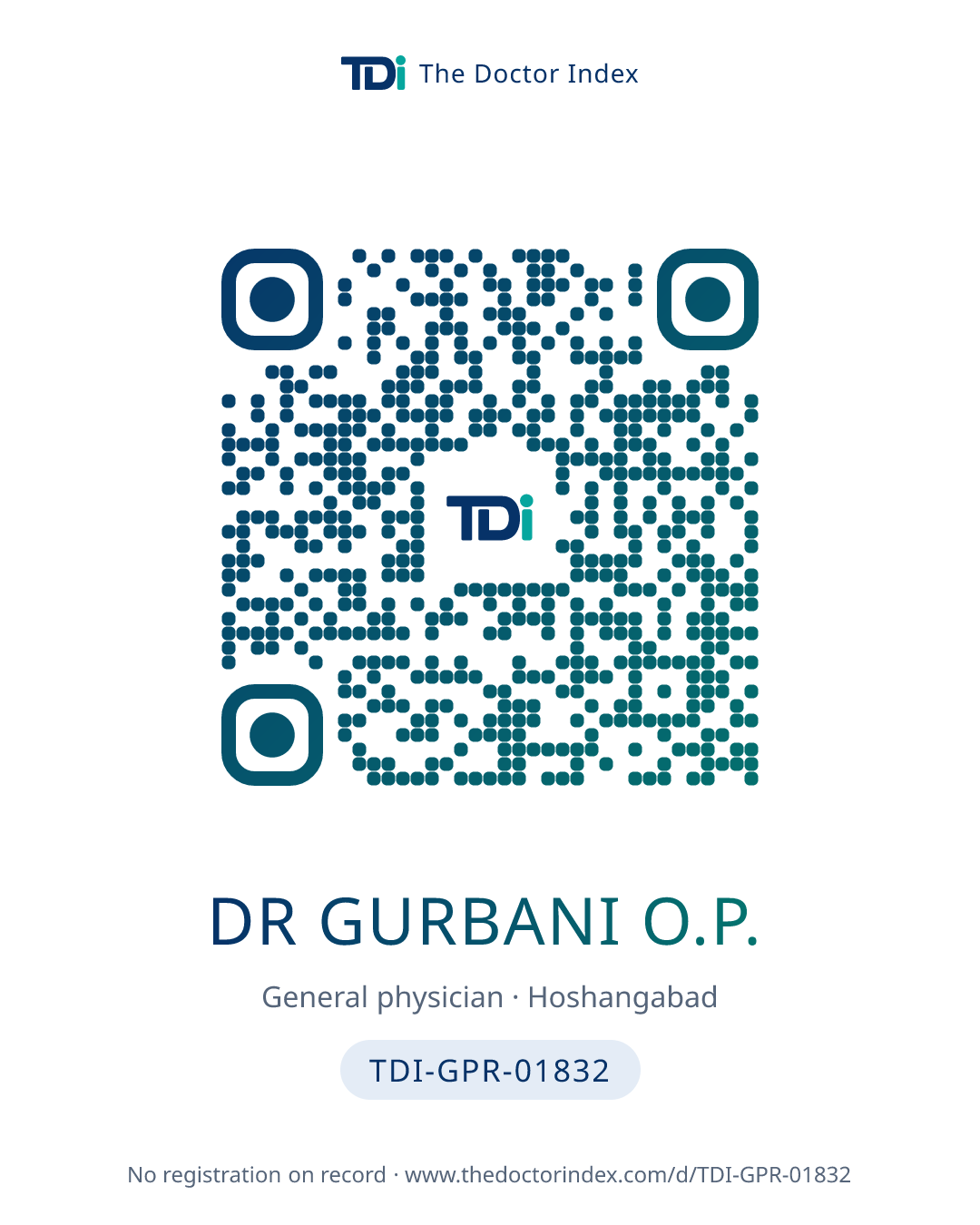 QR card for Dr Gurbani O.P., TDI-GPR-01832