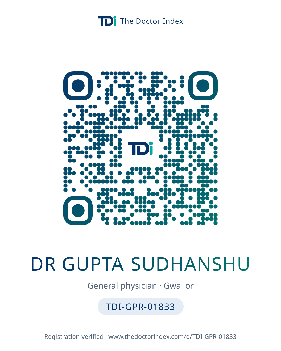 QR card for Dr Gupta Sudhanshu, TDI-GPR-01833
