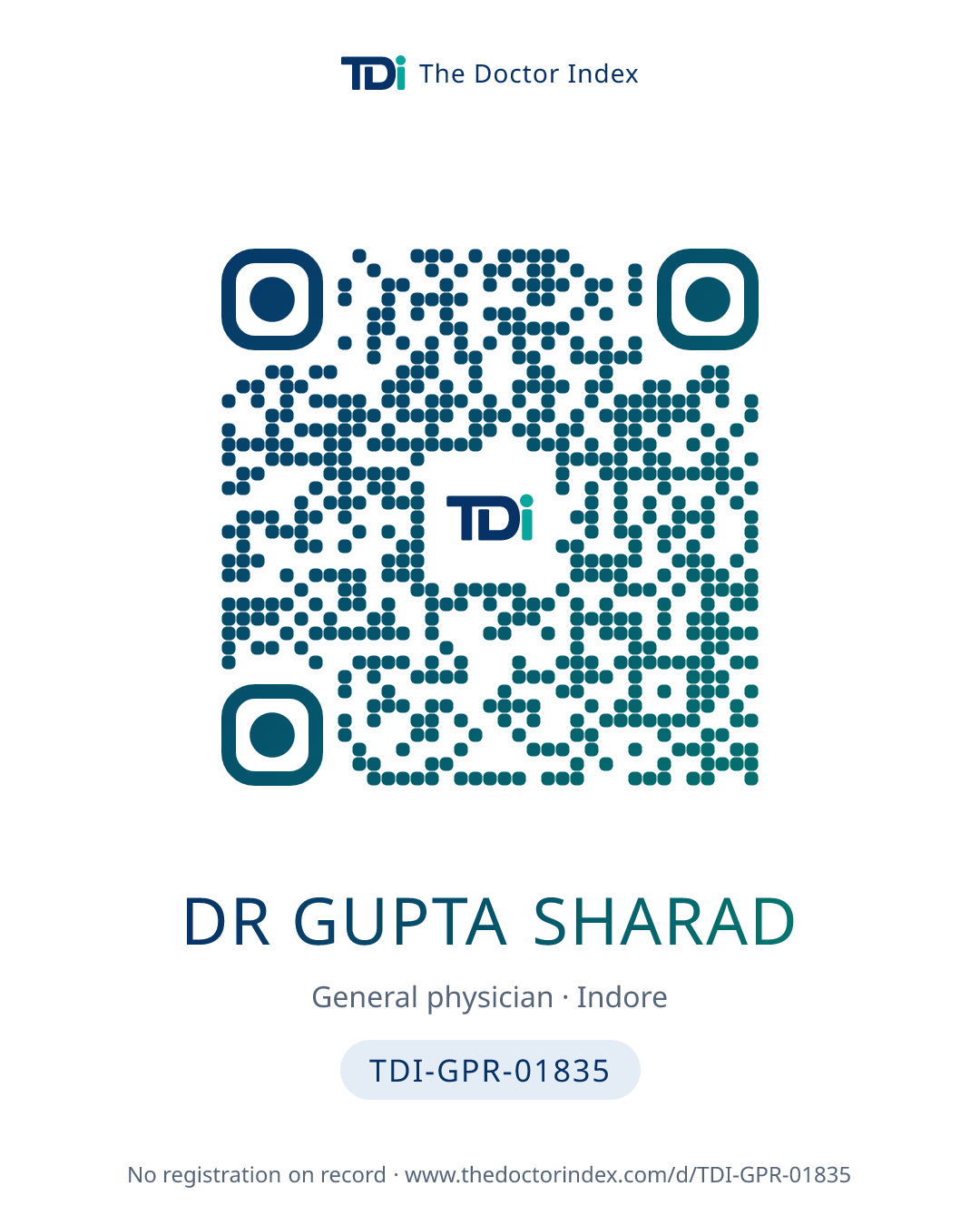 QR card for Dr Gupta Sharad, TDI-GPR-01835