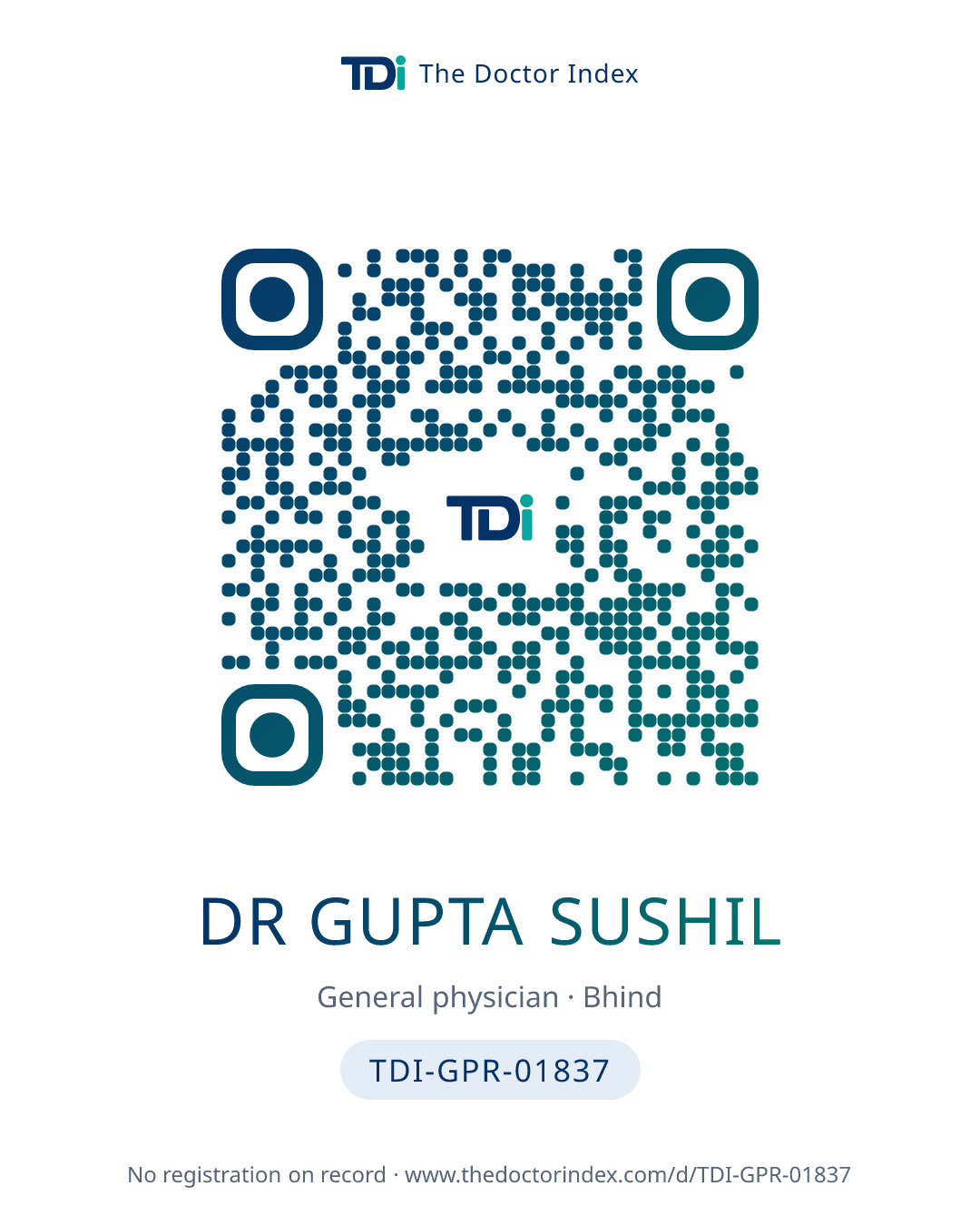 QR card for Dr Gupta Sushil, TDI-GPR-01837