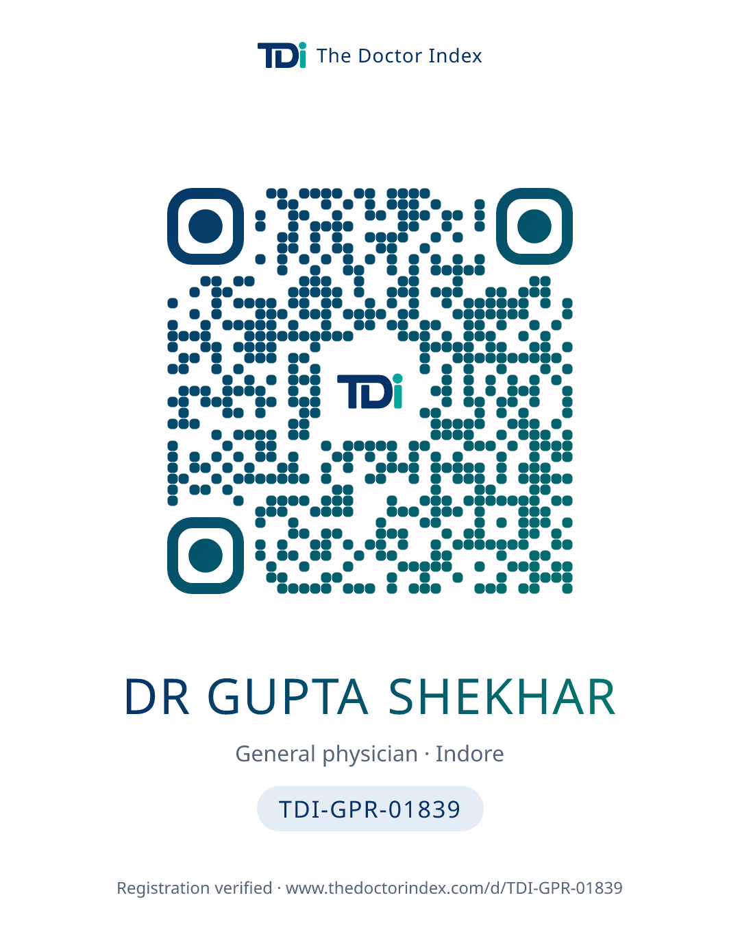 QR card for Dr Gupta Shekhar, TDI-GPR-01839