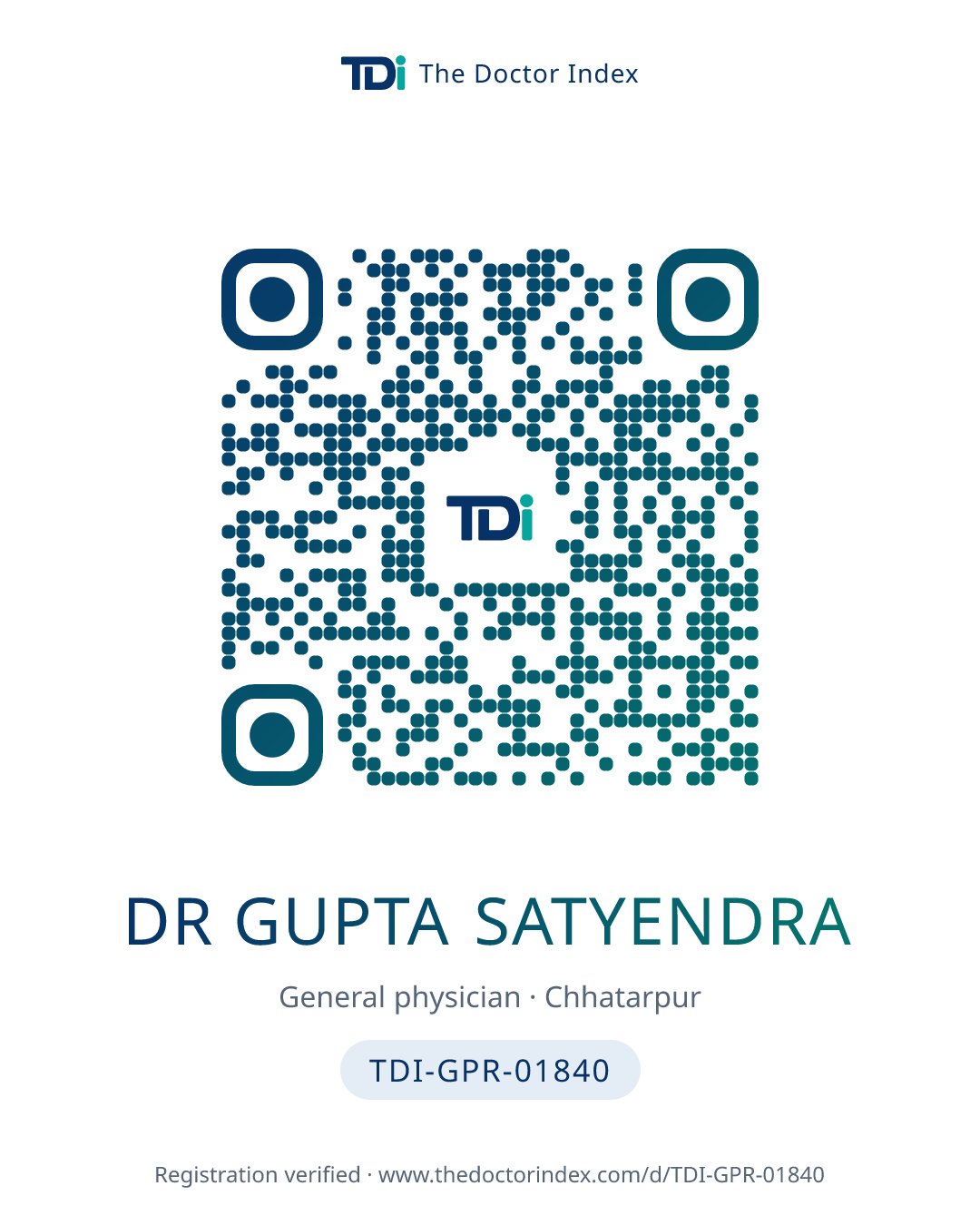 QR card for Dr Gupta Satyendra, TDI-GPR-01840