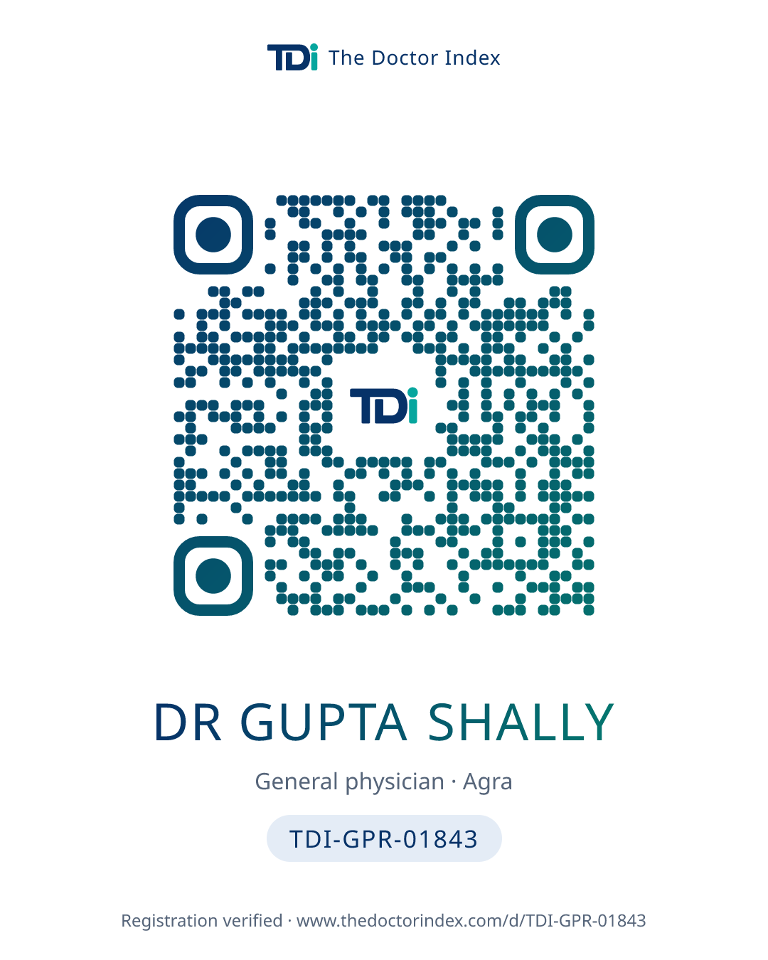 QR card for Dr Gupta Shally, TDI-GPR-01843