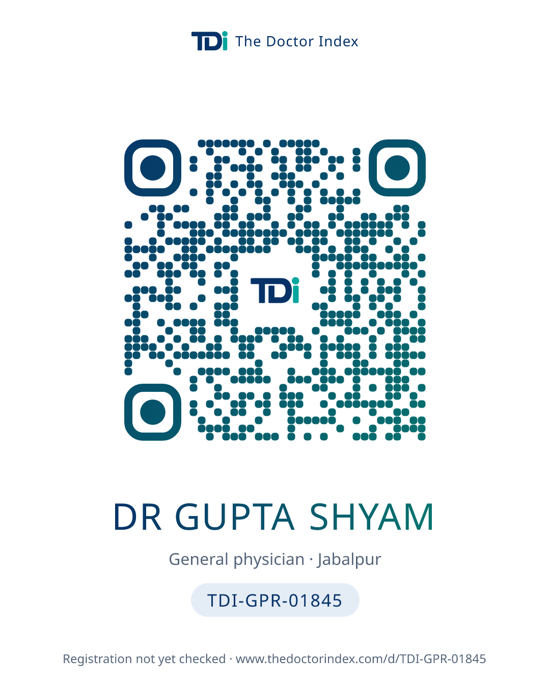 QR card for Dr Gupta Shyam, TDI-GPR-01845