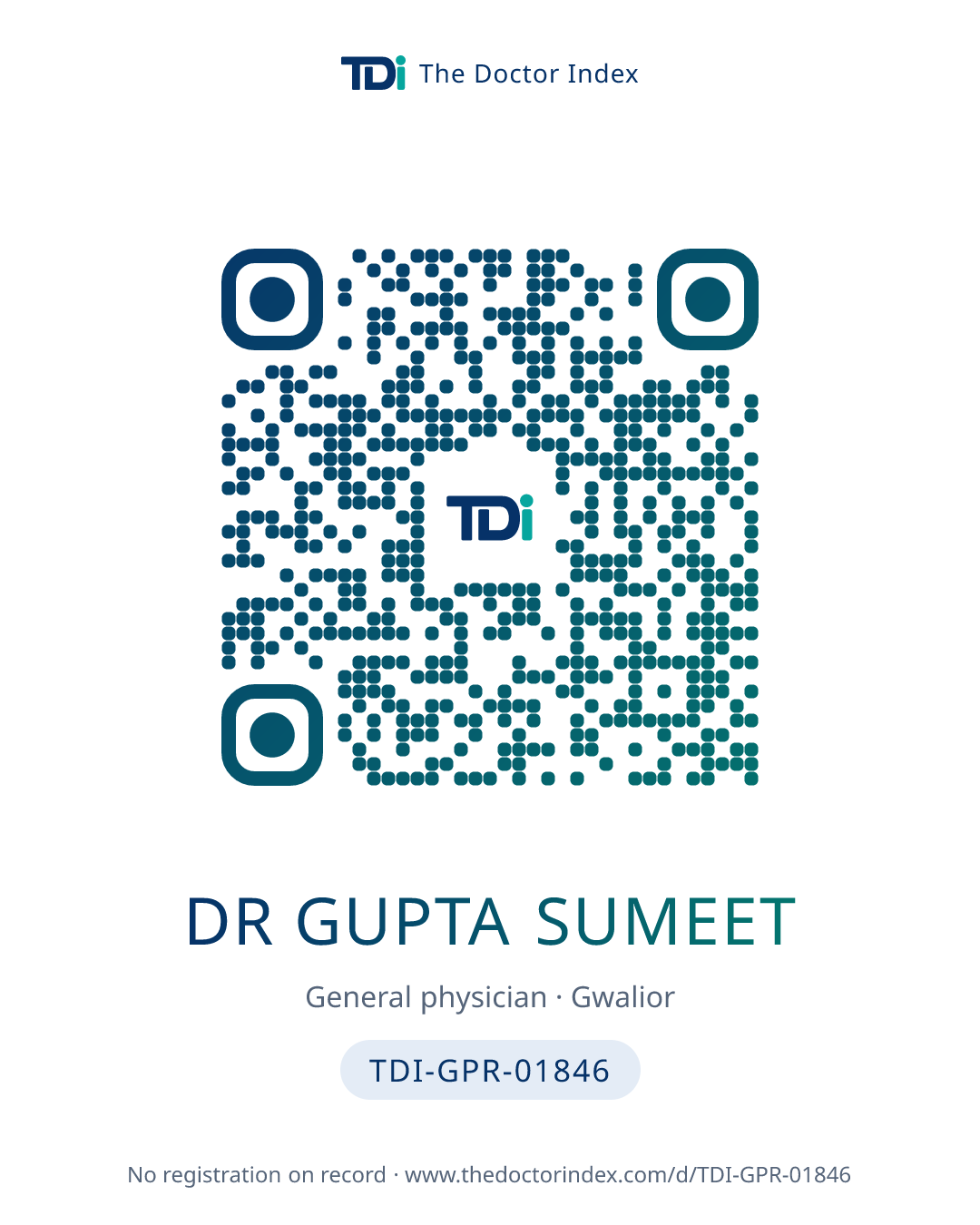 QR card for Dr Gupta Sumeet, TDI-GPR-01846