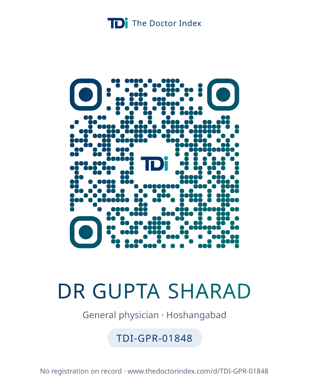 QR card for Dr Gupta Sharad, TDI-GPR-01848