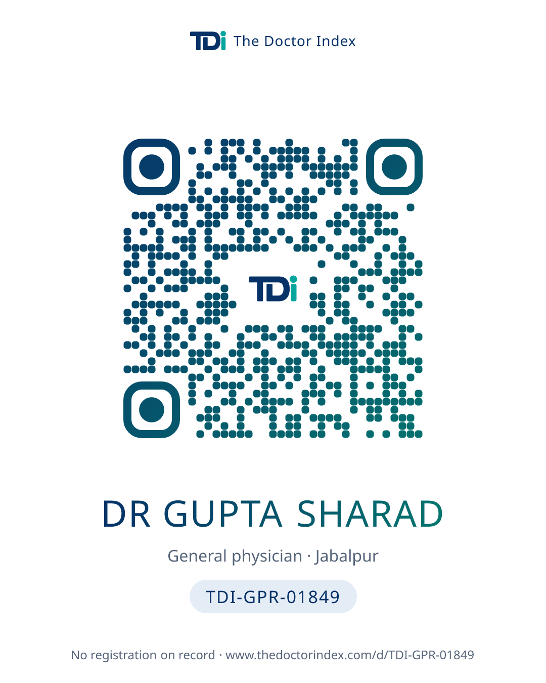 QR card for Dr Gupta Sharad, TDI-GPR-01849