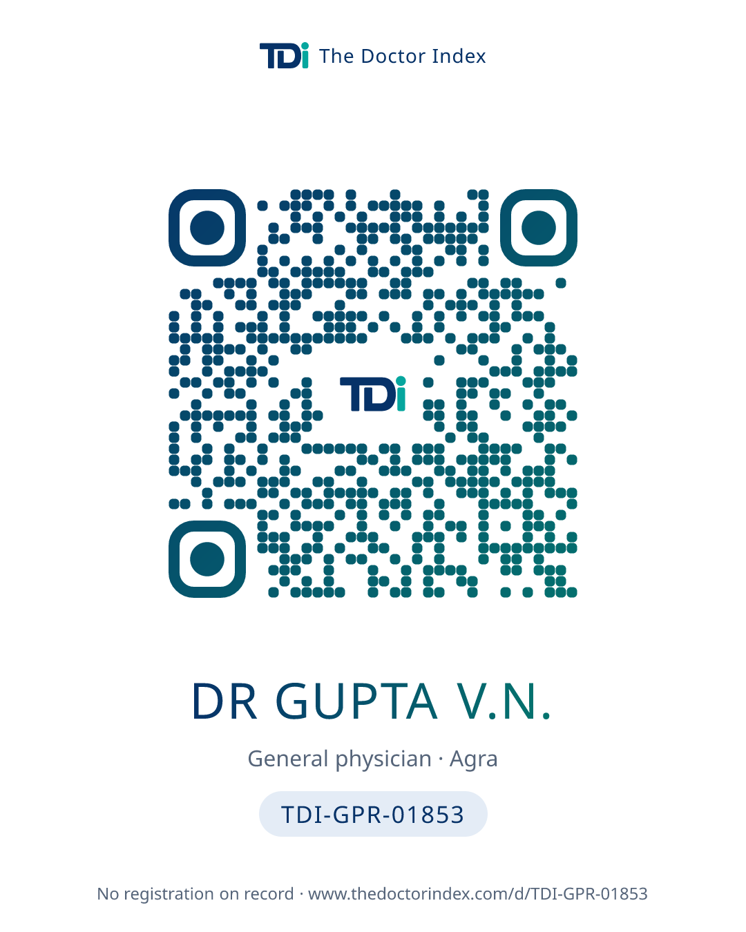 QR card for Dr Gupta V.N., TDI-GPR-01853