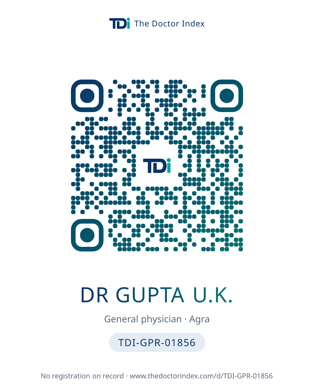 QR card for Dr Gupta U.K., TDI-GPR-01856