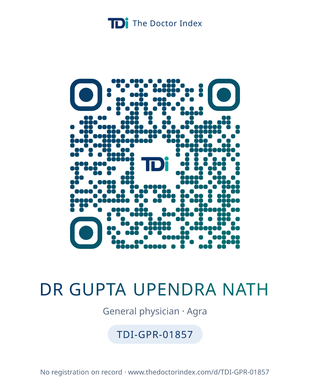 QR card for Dr Gupta Upendra Nath, TDI-GPR-01857