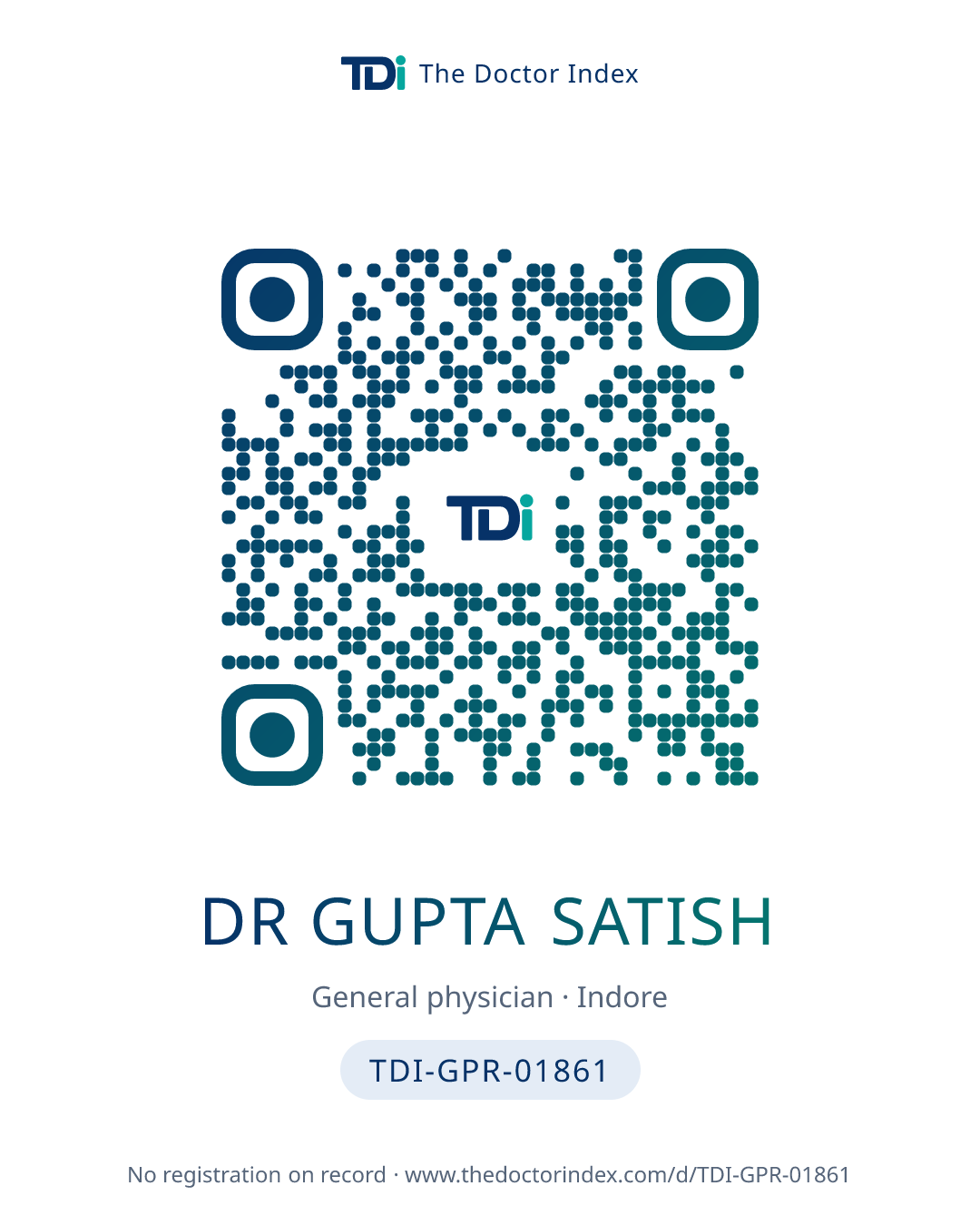 QR card for Dr Gupta Satish, TDI-GPR-01861