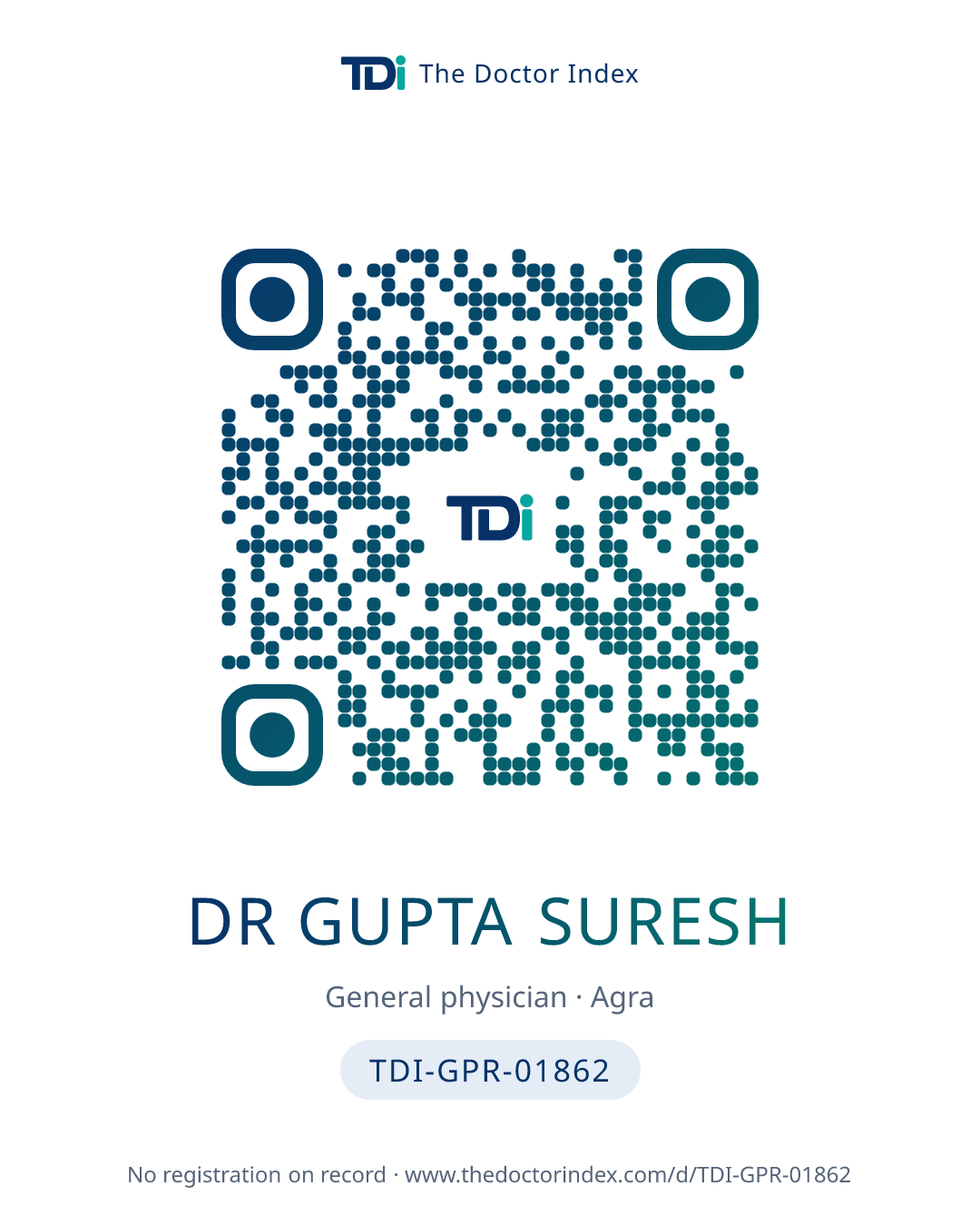 QR card for Dr Gupta Suresh, TDI-GPR-01862