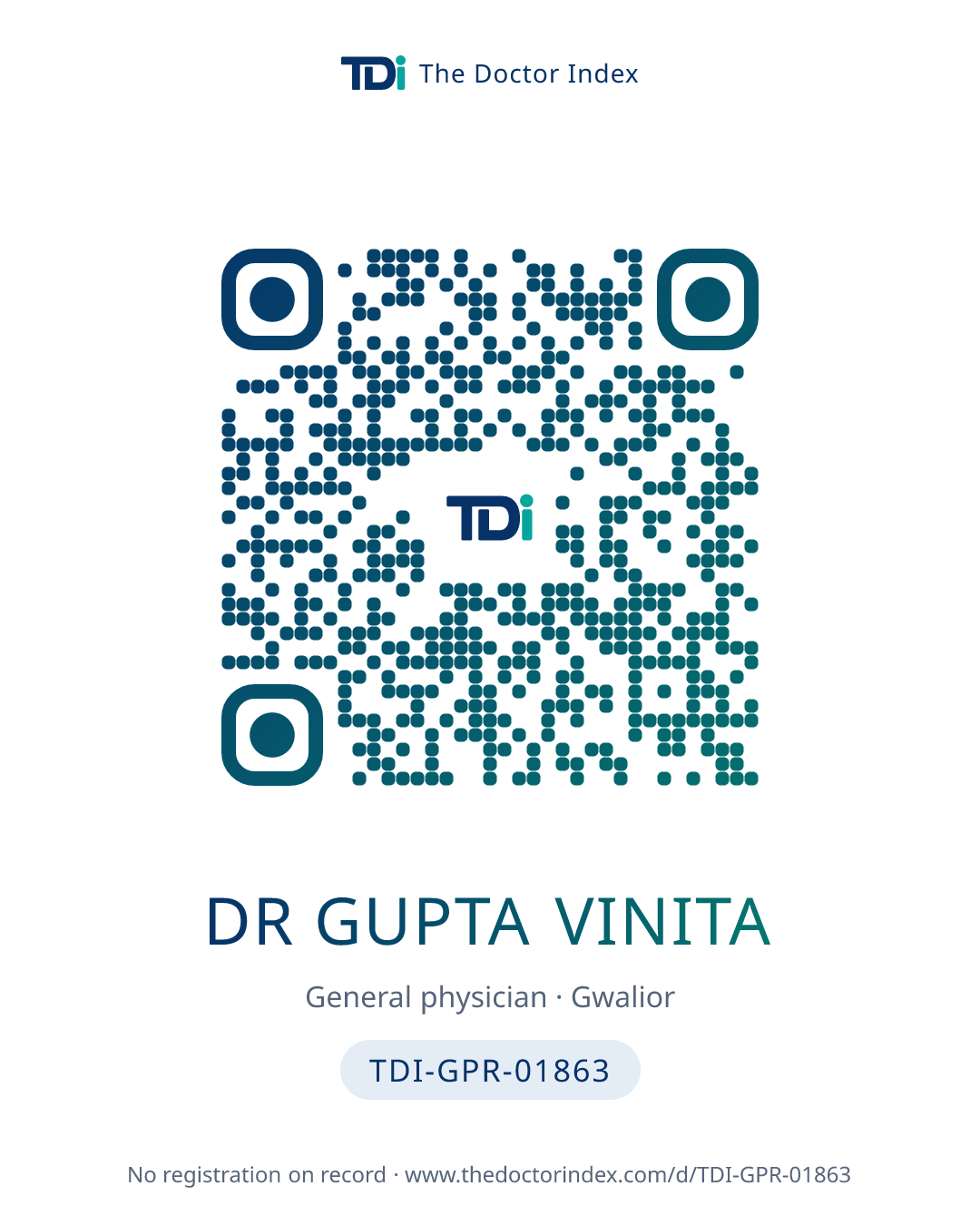 QR card for Dr Gupta Vinita, TDI-GPR-01863