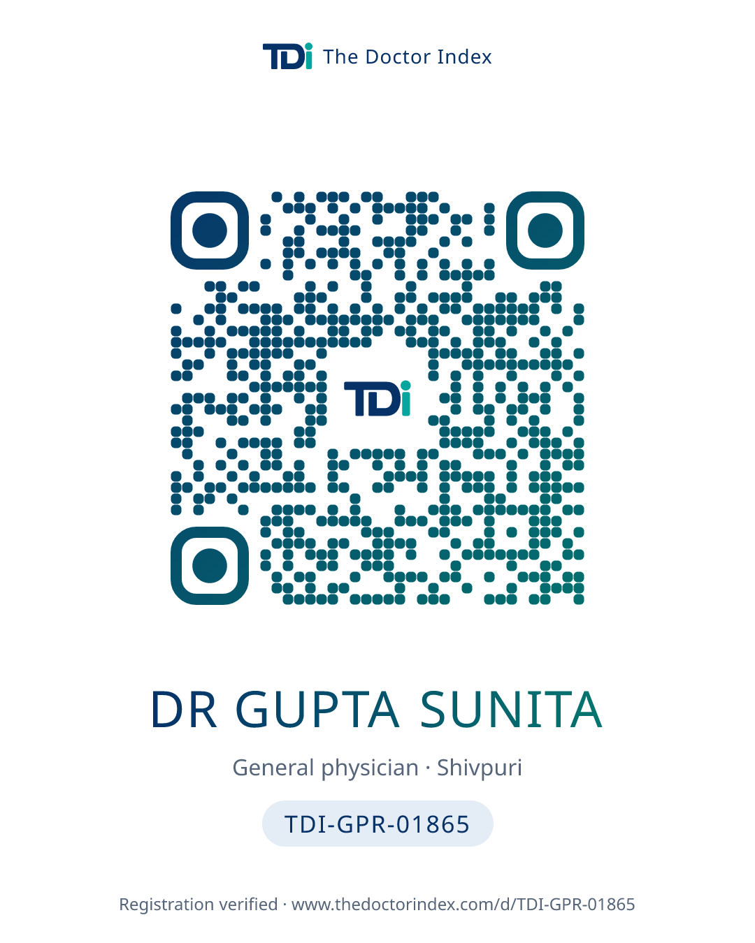 QR card for Dr Gupta Sunita, TDI-GPR-01865