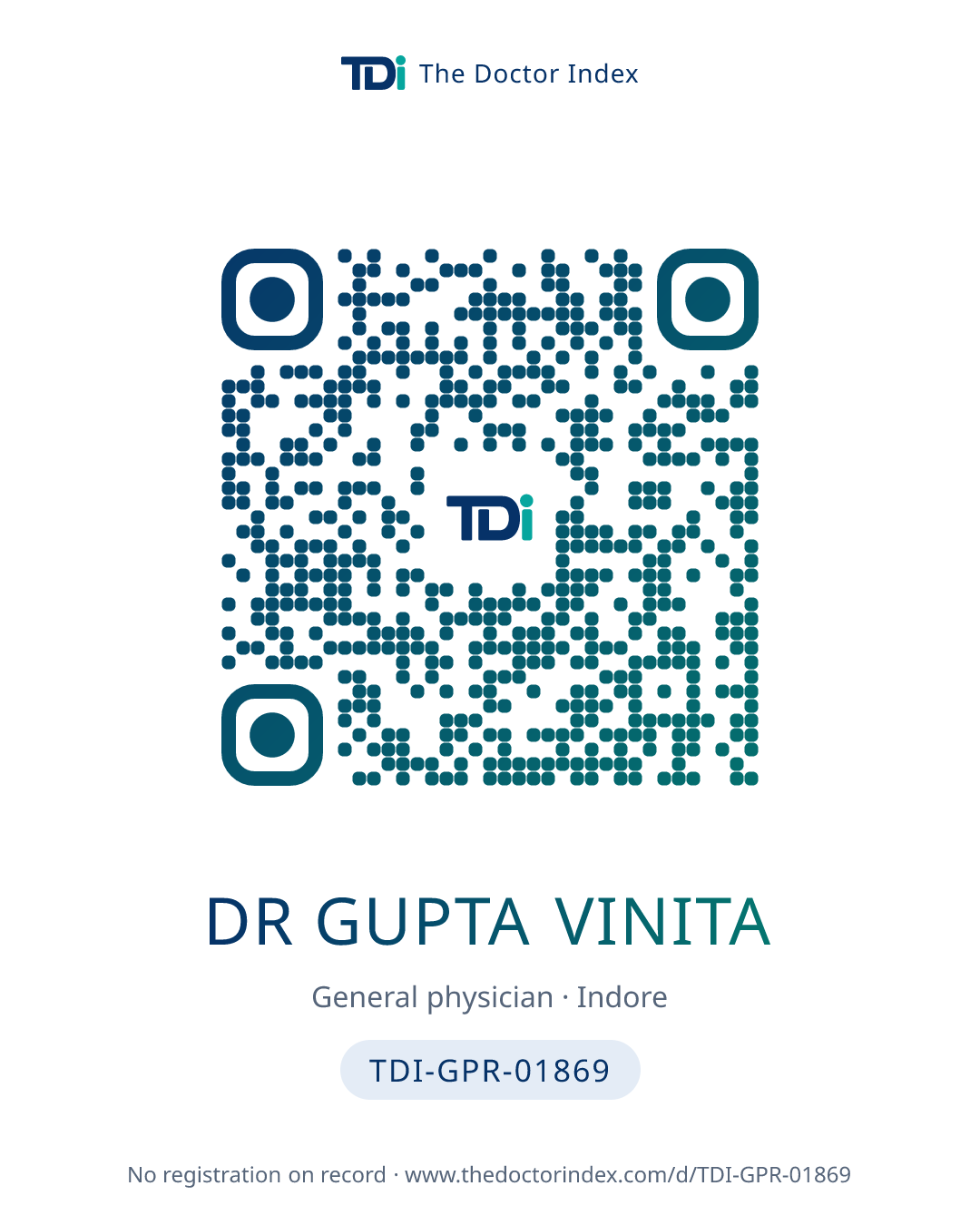 QR card for Dr Gupta Vinita, TDI-GPR-01869