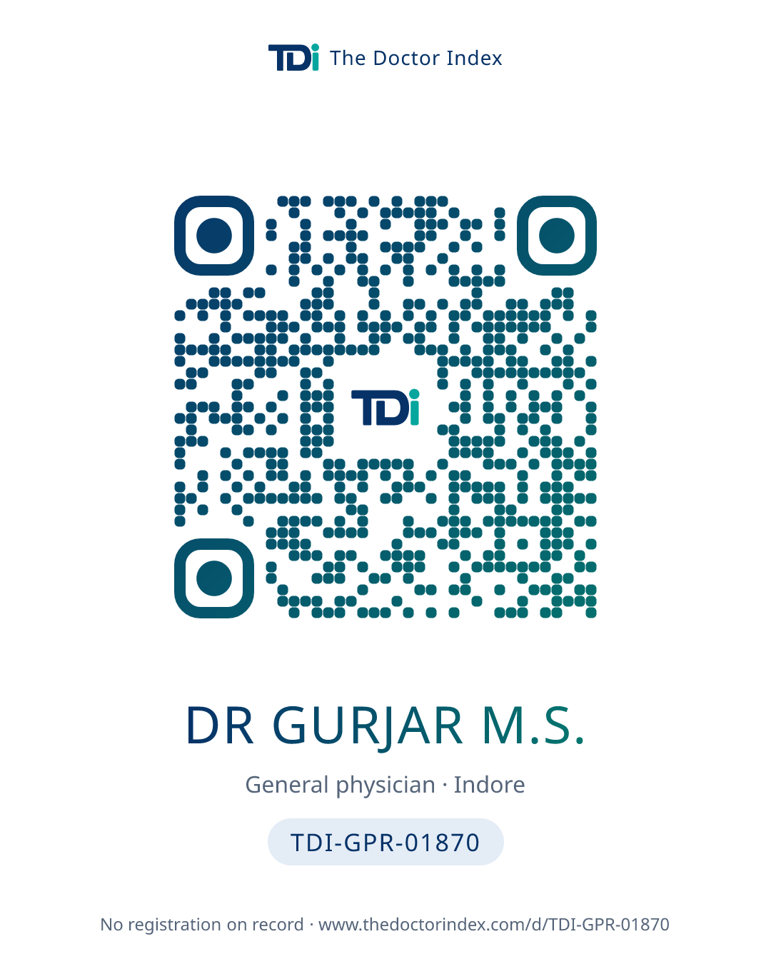 QR card for Dr Gurjar M.S., TDI-GPR-01870