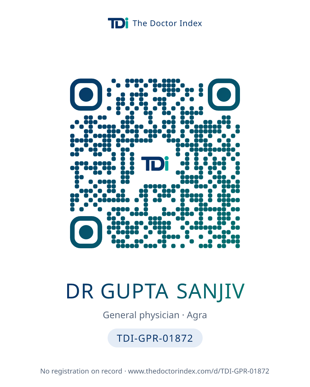 QR card for Dr Gupta Sanjiv, TDI-GPR-01872