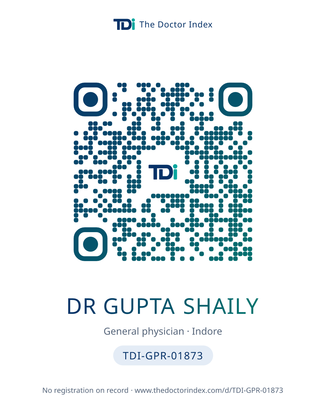 QR card for Dr Gupta Shaily, TDI-GPR-01873