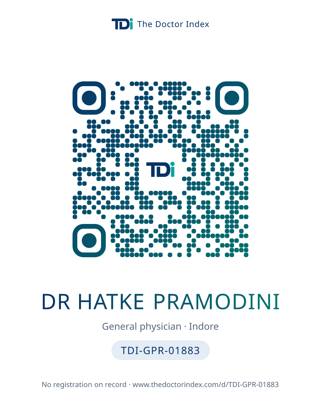 QR card for Dr Hatke Pramodini, TDI-GPR-01883