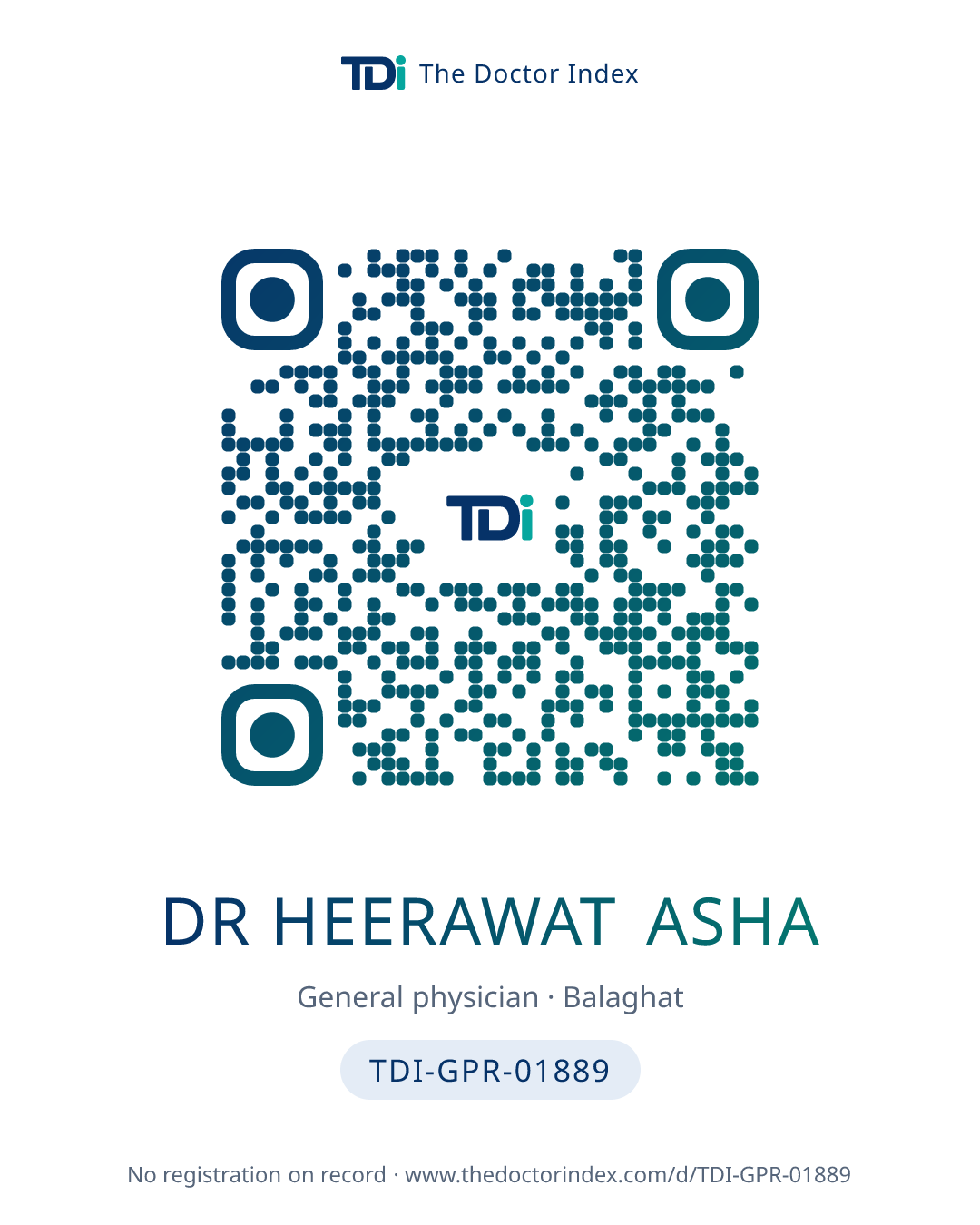 QR card for Dr Heerawat Asha, TDI-GPR-01889