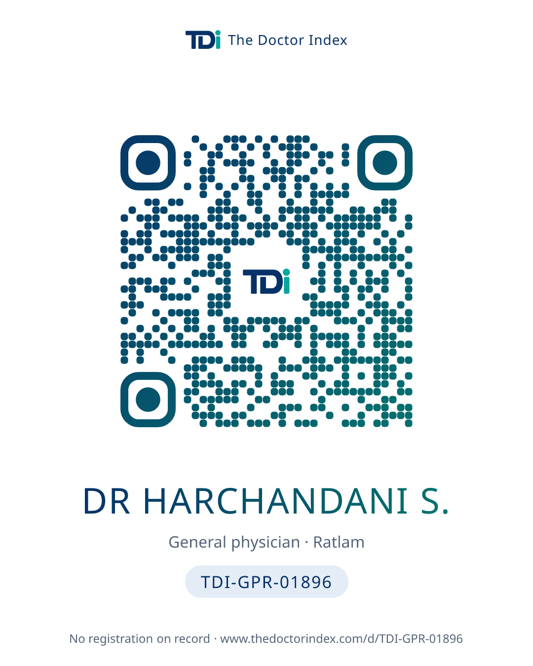 QR card for Dr Harchandani S., TDI-GPR-01896