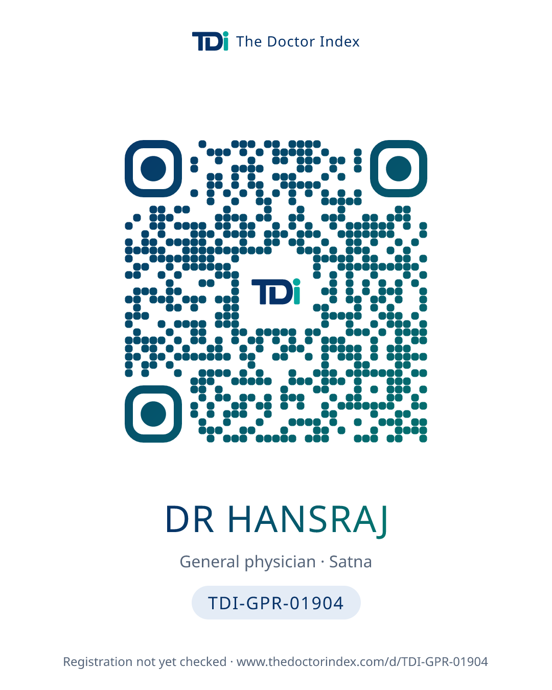 QR card for Dr Hansraj, TDI-GPR-01904